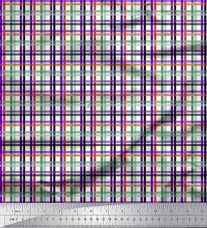 Soimoi Japan Crepe Purple Fabric - by The Yard - 42 Inch Wide - Window Pane Check Serenity - Timeless Style with Window Pane Checks Printed Fabric
