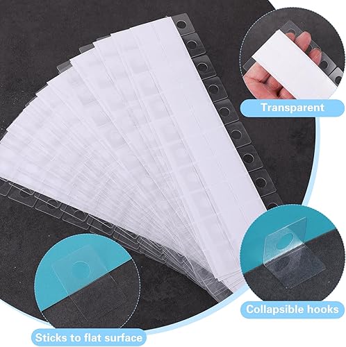 Miniatura 3 de 300 pestañas para colgar, etiquetas transparentes para colgar, agujeros redondos, autoadhesivas, pestañas adhesivas de plástico, pestañas adhesivas