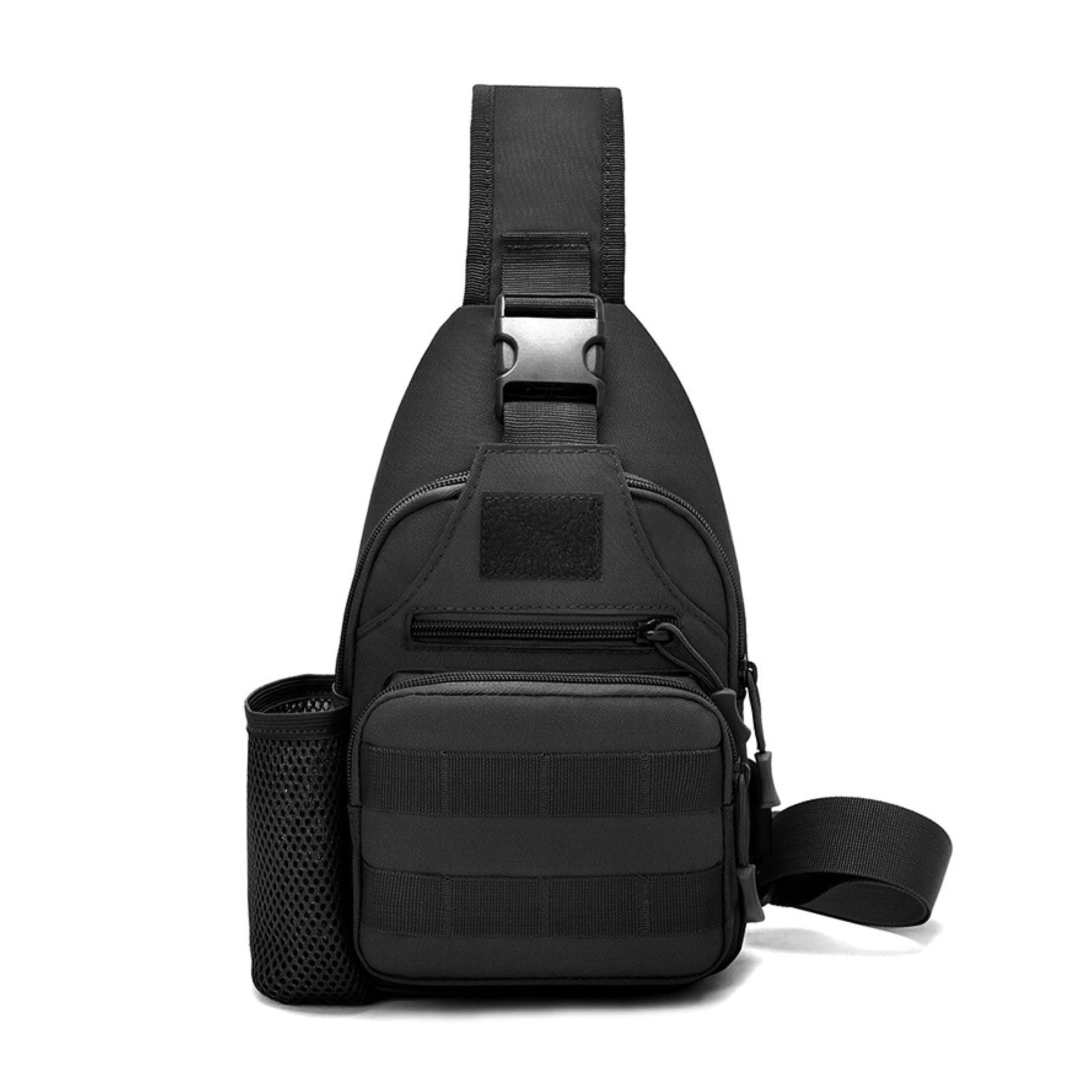 CARRY TRIP OUTDOORS Sling Chest Bag, 900D Nylon Tactical MOLLE Compact Crossbody Hiking Cycling Pack (BLACK)