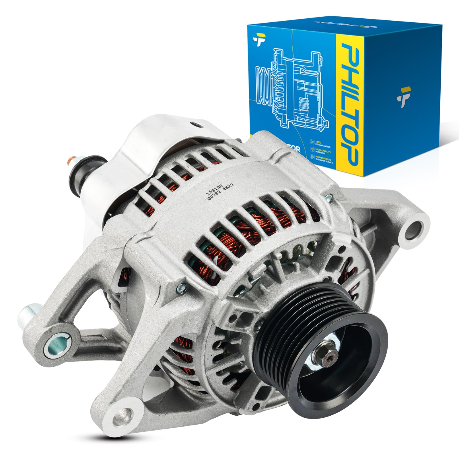 PHILTOP New 13910N Alternator Compatible with 2001 Ram 1500, 2001-2003 Dakota, 2001 Ram 2500, 2001-2003 Ram 1500 Van, 2001-2003 Ram 3500 Van, 2001-2003 Ram 2500 Van, 2001 Ram 3500 117A Alternator