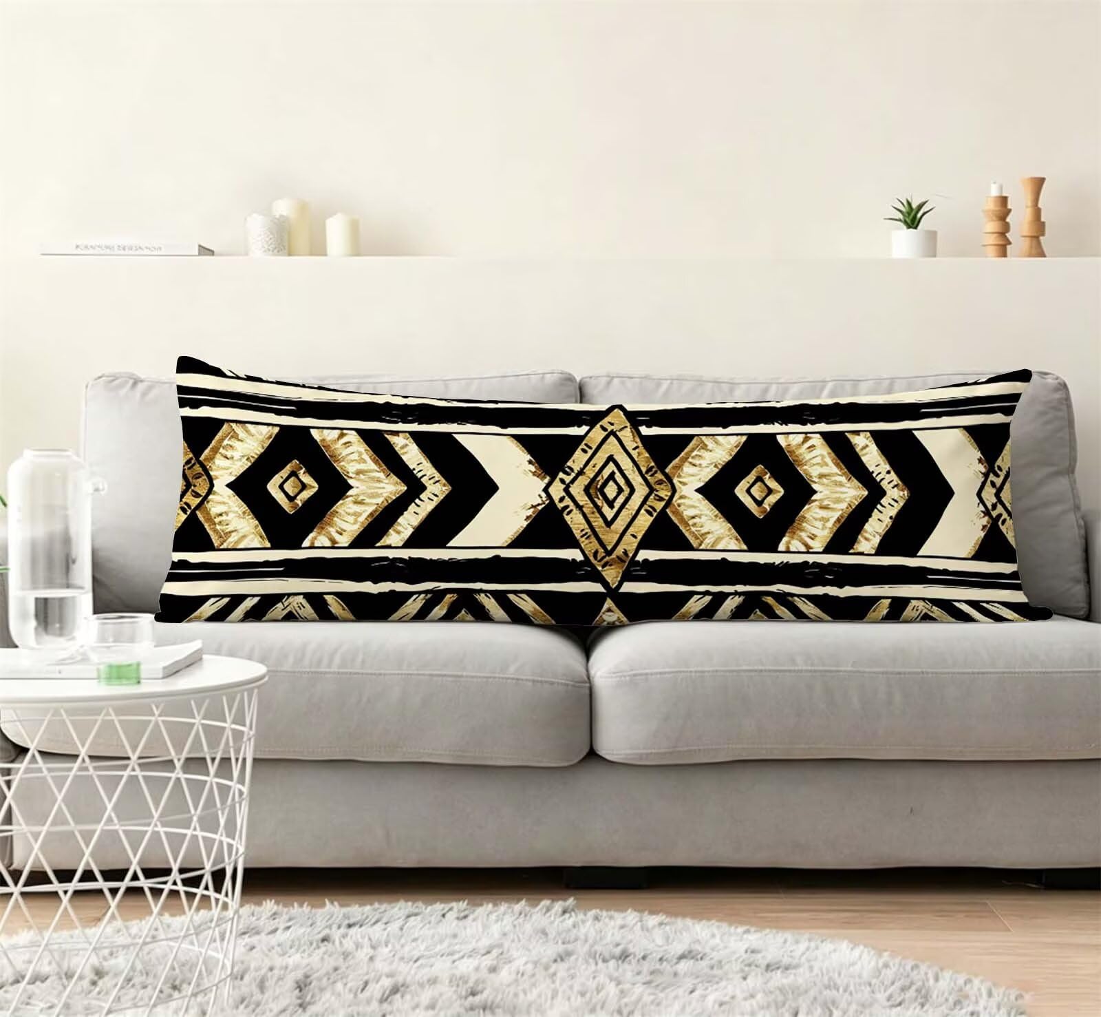 Fodera Cuscino 55 x 160 cm, Nero-5 Velluto Copricuscini Letto, | con Invisibile Cerniera, Morbida e Traspirante, per biancheria da letto, divano, hotel, chi dorme sul fianco Astratto j-189
