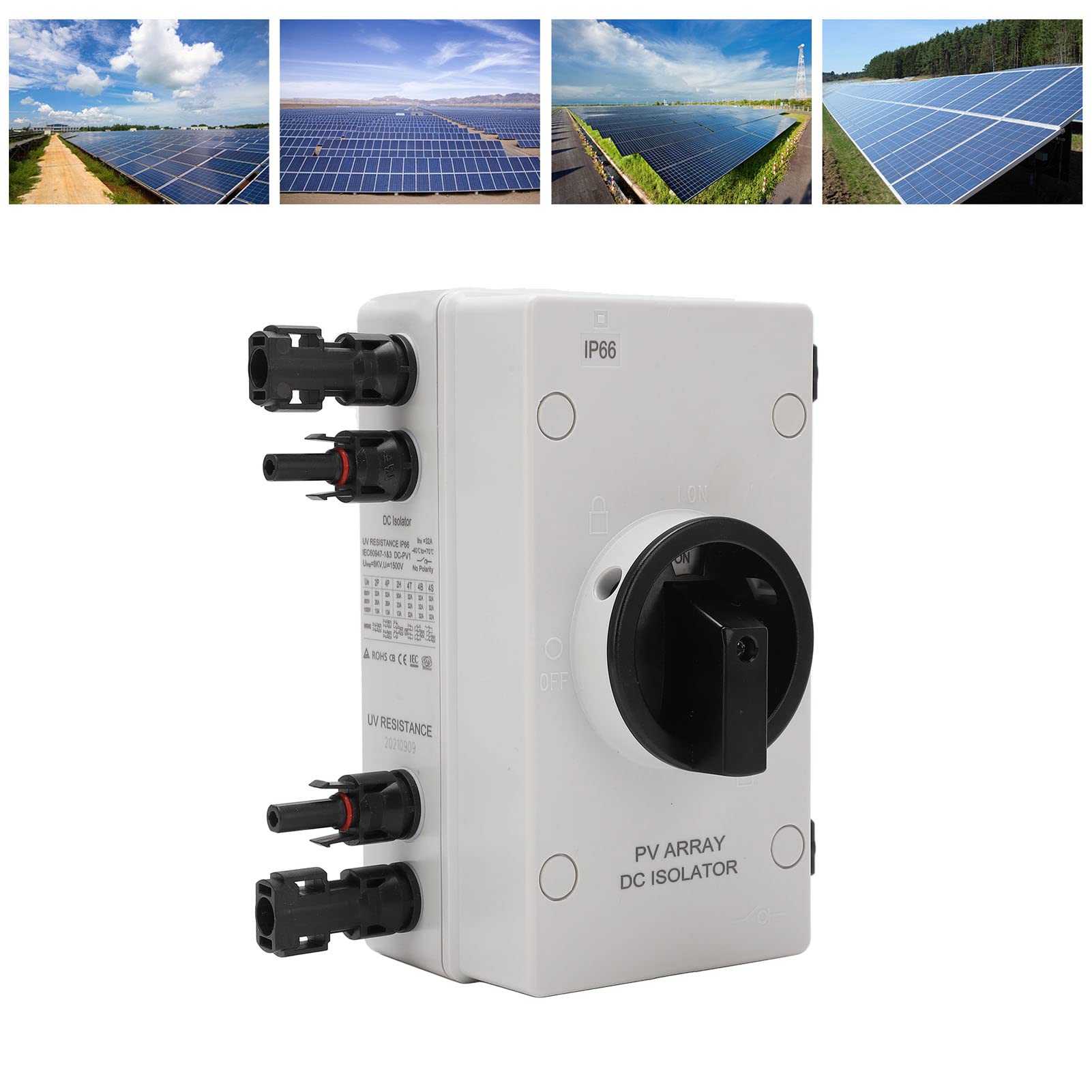 Steuerschalter, IP66 Wasserdichter Gleichstrom 1000 V 32 A für Stromversorgungssysteme Solar-Trennschalter PV-Isolator für Stromversorgungssysteme