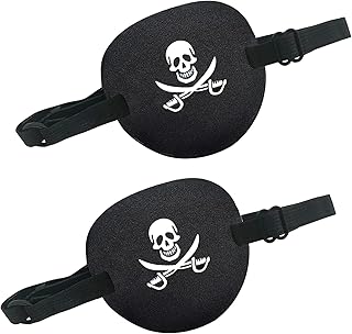 2PCS Pirate Eye Patch, Comfortable Pirate Eye Patches Pirate Eye Mask, Medical Eye Patches with Adjustable Buckle for Adults and Kids