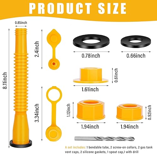 Miniatura 8 de Juego de repuesto para boquilla de gasolina, kit de boquilla flexible con tapas de collar de tornillo, tapas de ventilación, cubierta de boquilla,