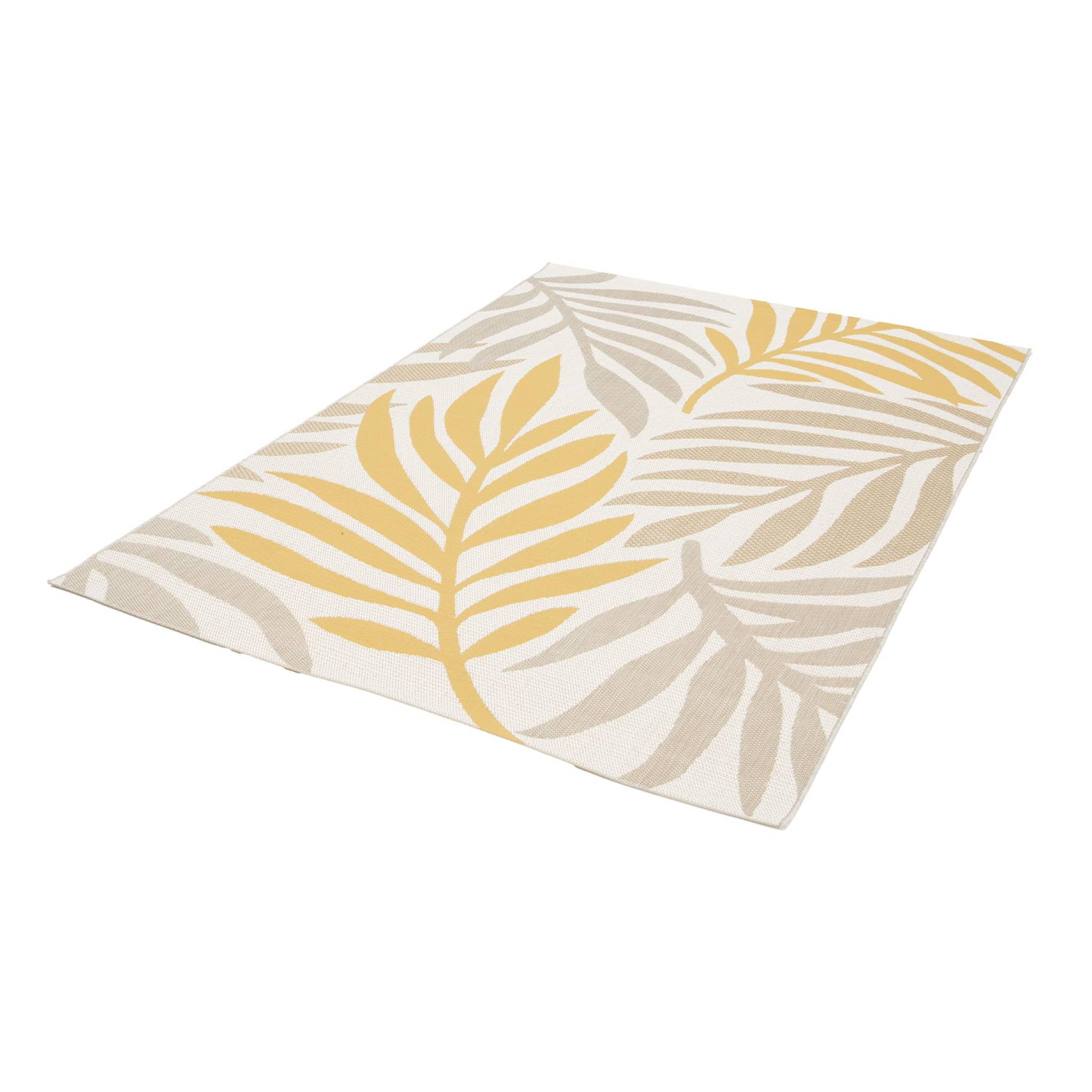 Alice's Garden sweeek - Tapis intérieur/extérieur Motif végétal Beige et Moutarde 120x170cm. Polyester recyclé