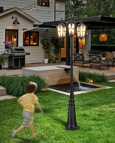 Miniatura 8 de VIANIS Luces de poste para exteriores del atardecer al amanecer, postes de lámpara vintage antioxidantes, iluminación al aire libre, lámpara de