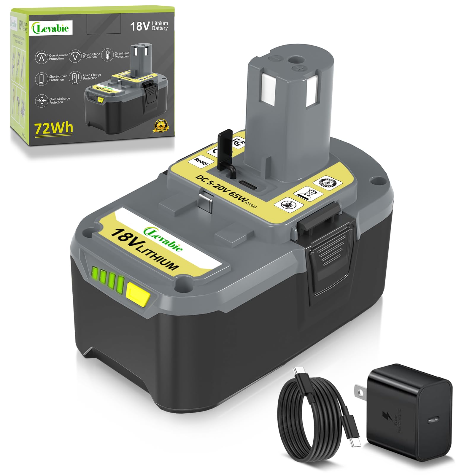Ryobi 18v Battery Ryobi 18V Lithium-Ion Battery Pack For
