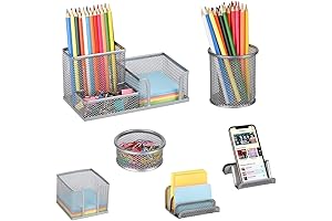 Silver Mesh Desk Organizers and Accessories