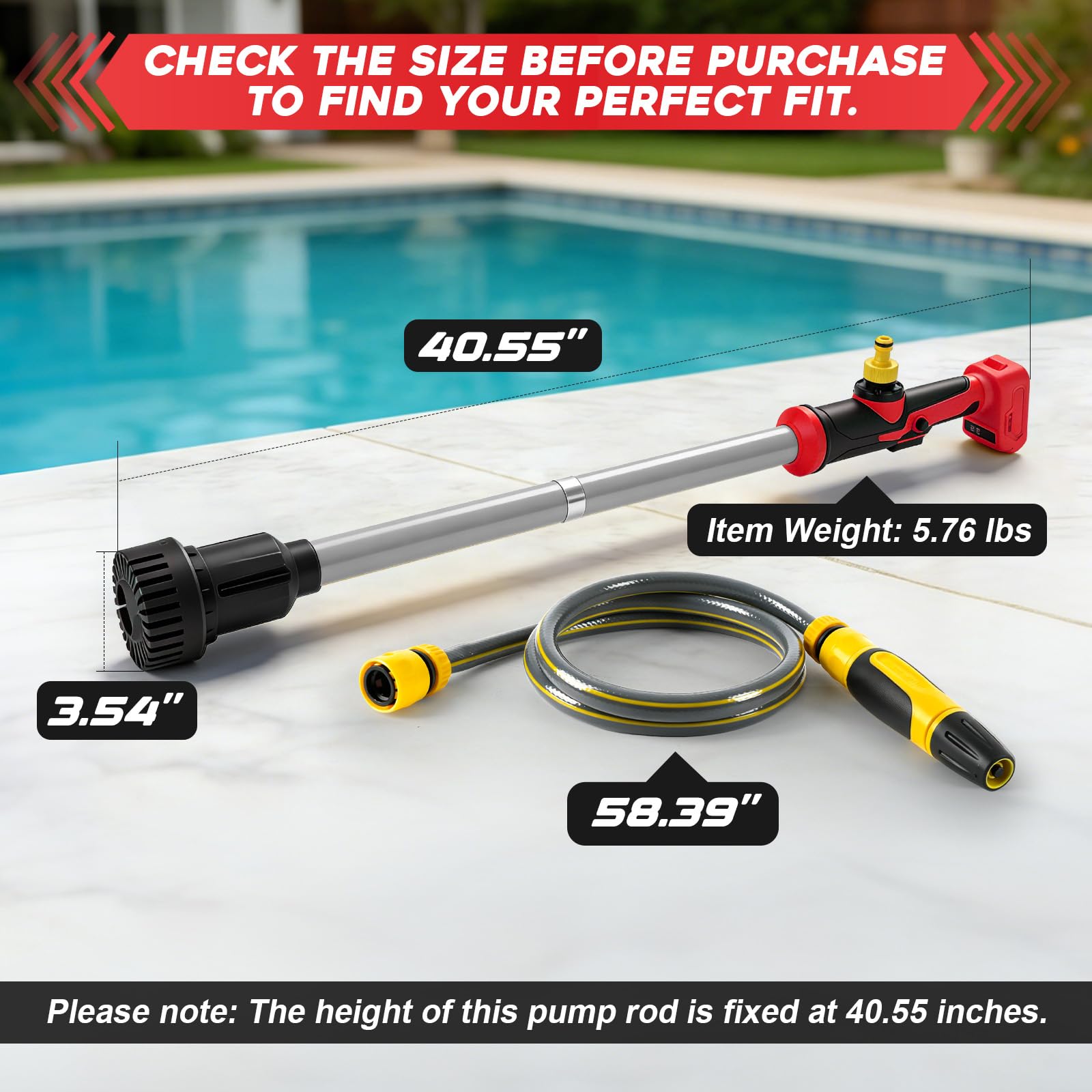 FormiPow Cordless Stick Water Transfer Pump for Milwaukee M18 Battery, 1400GPH Brushless Water Pump with 10FT Lift Distance, 39.5" Suction Depth, Electric Water Pump for Pool Garden Pond (No Battery) - 4