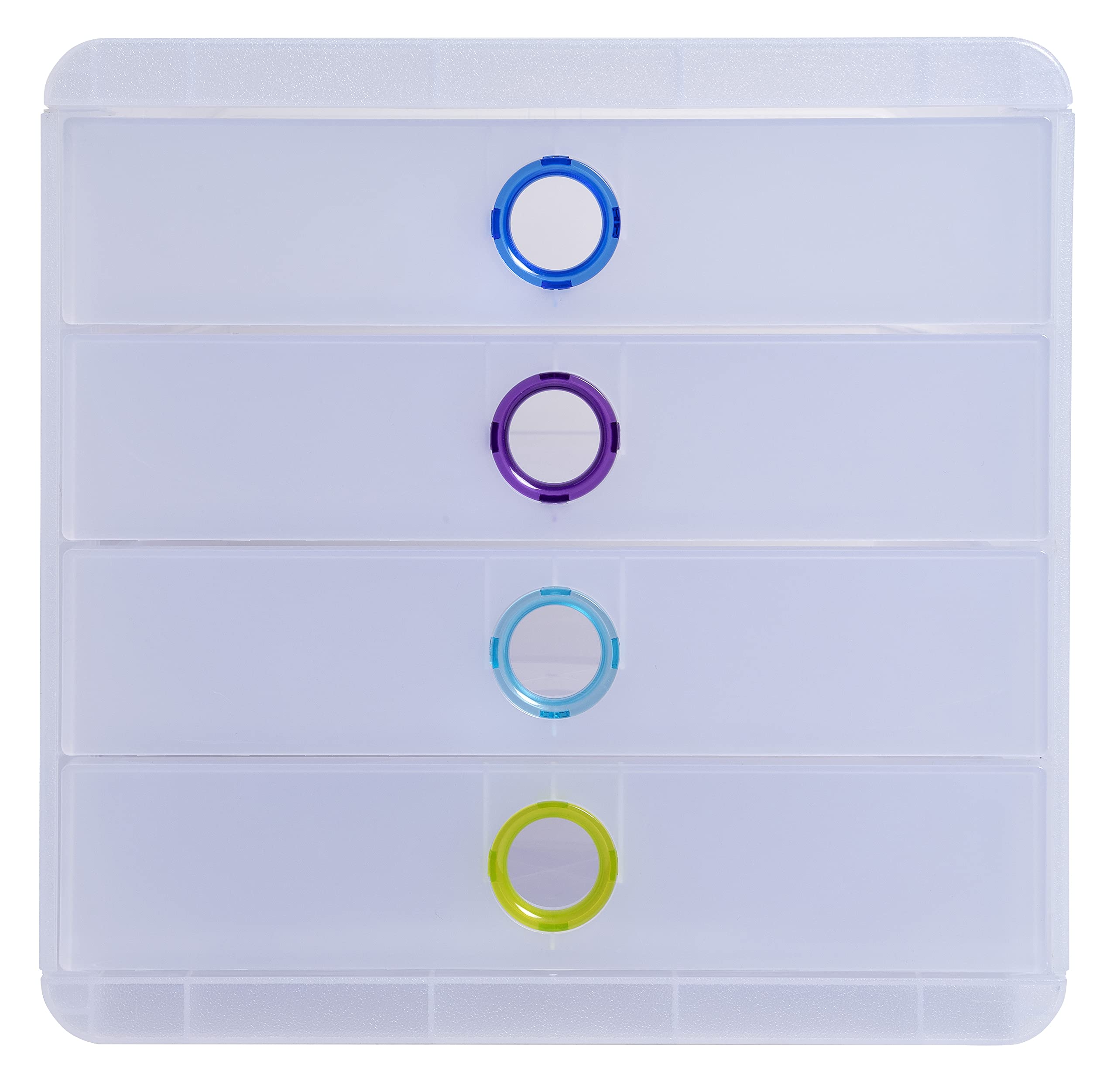 Exacompta - Ref. 314399D - POP-BOX - Box with 4 closed drawers for A4+ documents - External dimensions: Depth 34.70 x width 27.80 x Height 26.70cm - Chromaline 4 assorted colours — image 1