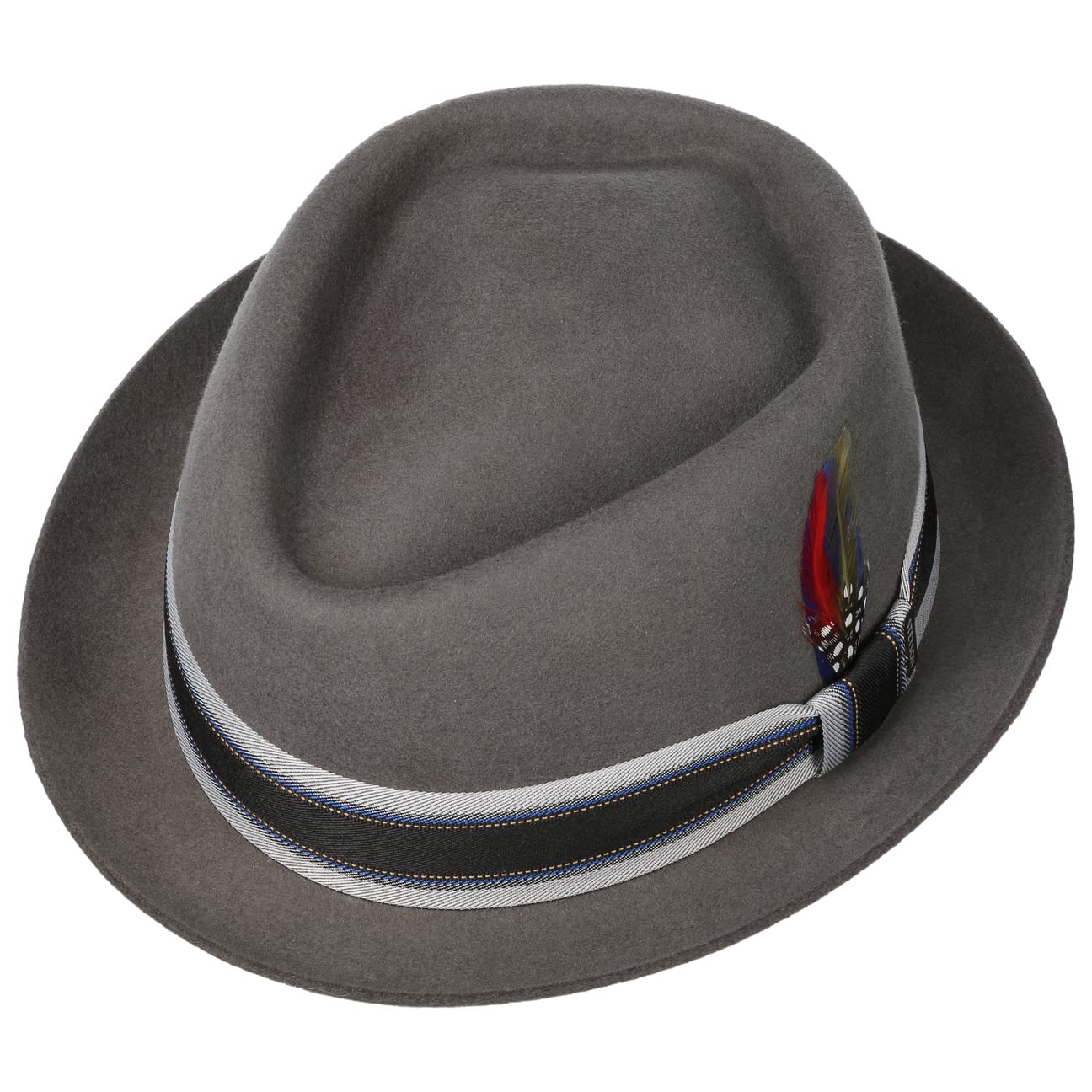 Stetson Lancover Diamond Wollhut Einfarbiger Pork-Pie-Hut Herren Filzhut mit Ripsbandgarnitur Öl- und wasserabweisend Herbst Winter