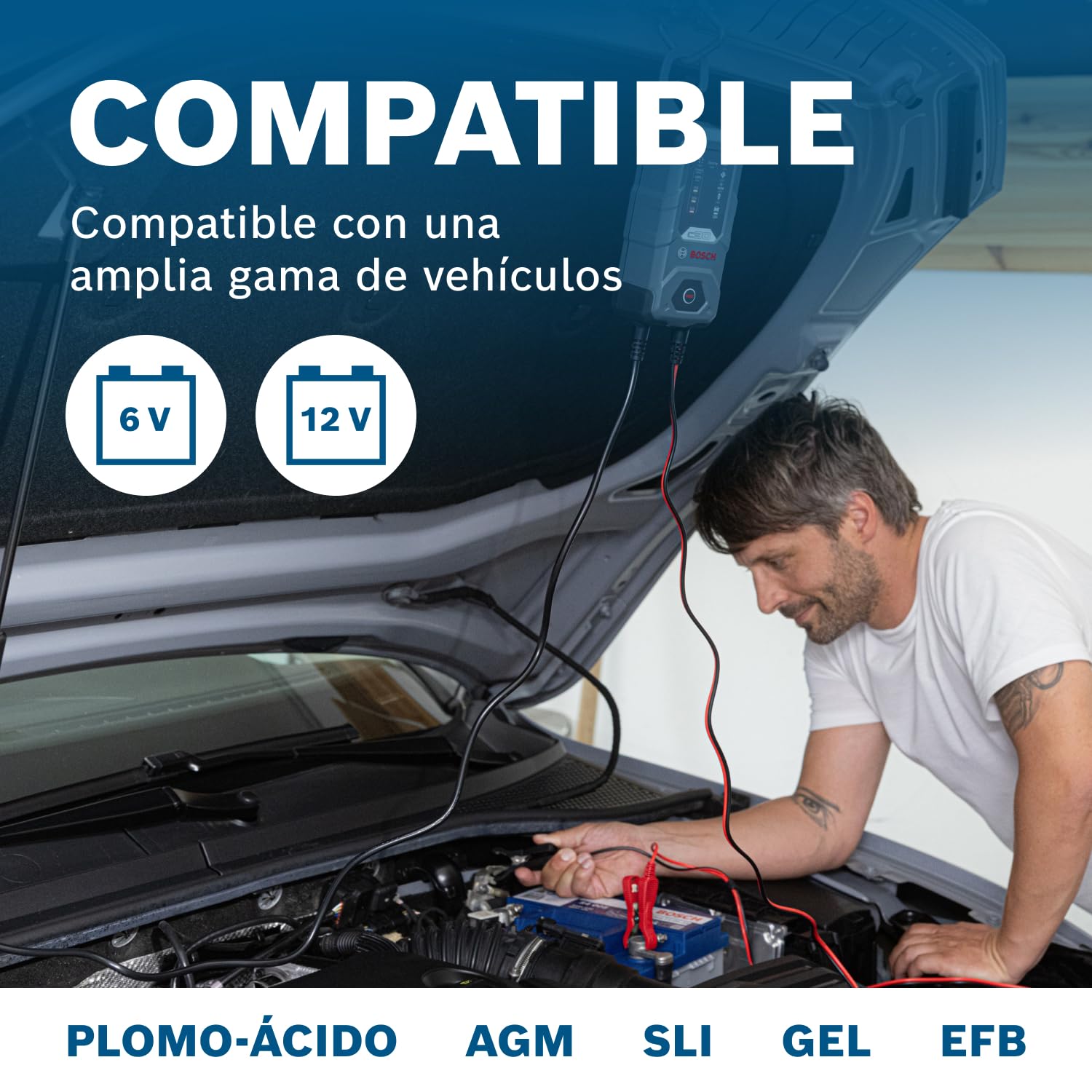 BOSCH Cargador de batería de Coche 3,8A para Coche Camiones Moto 0 189 911 030