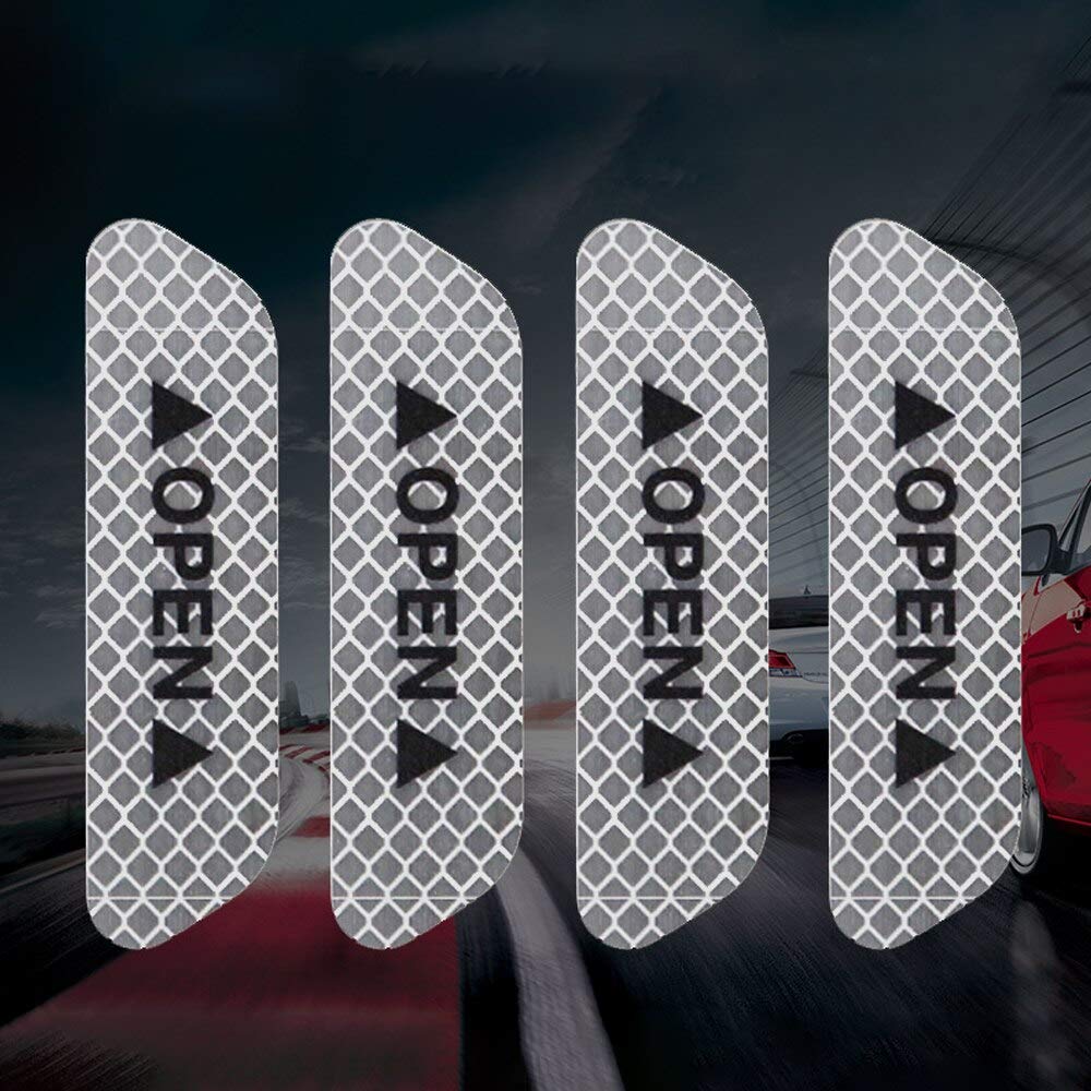 SOLDOUT Reflective Car Door Open Warning, Collision Warning Decals Sticker for Car (White, Pack of 4)