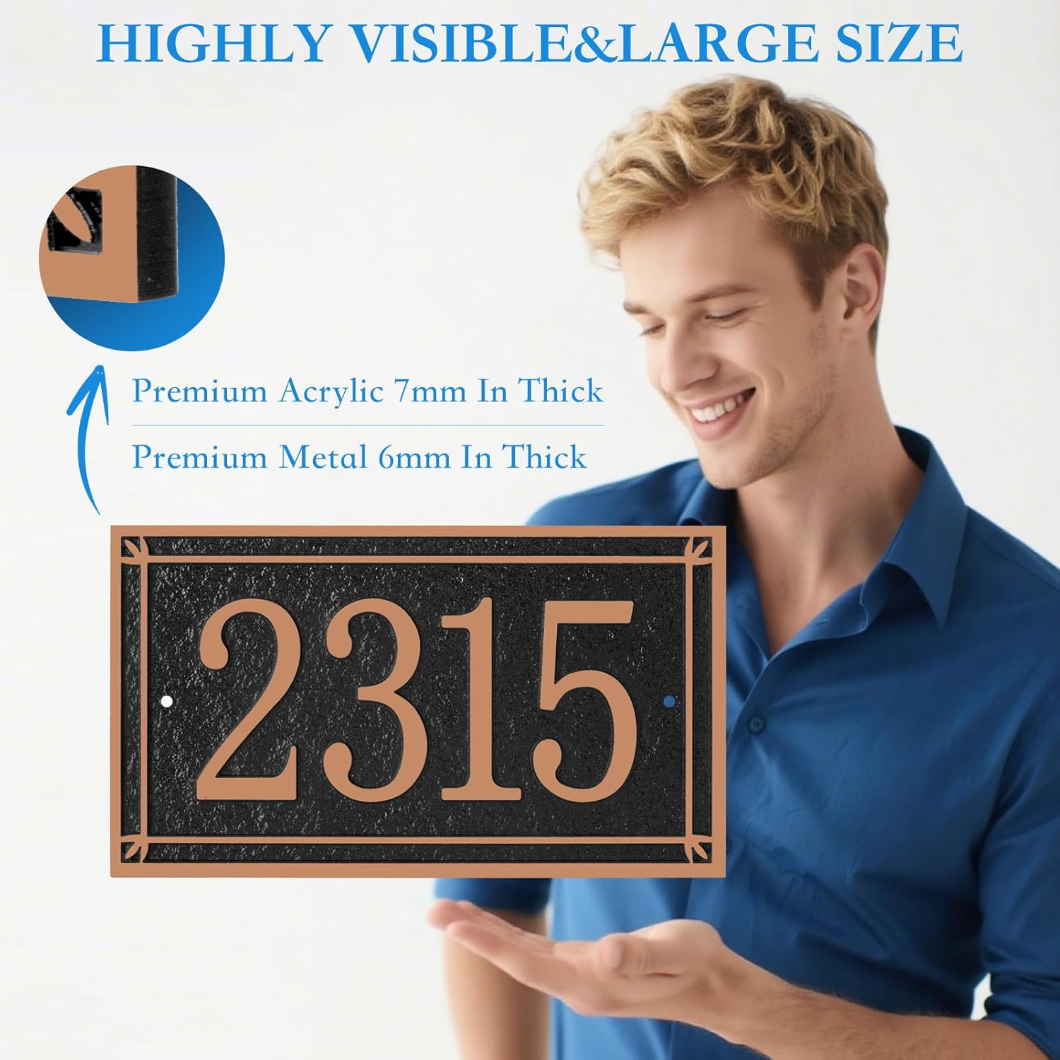 Address Plaque Large Options - Address Signs for Houses, Address Plaque, Home Custom Address Numbers for House Yard Outside,Home,Wall,Mailbox,Yard,Indoor/Outdoor Use,Style 3
