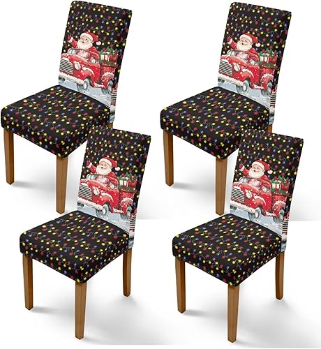 Miniatura 56 de Rnyleeg Juego de 4 fundas de silla de Navidad para sala de estar, sin brazos, copo de nieve, muñeco de nieve, fundas elásticas para sillas de Muñeco