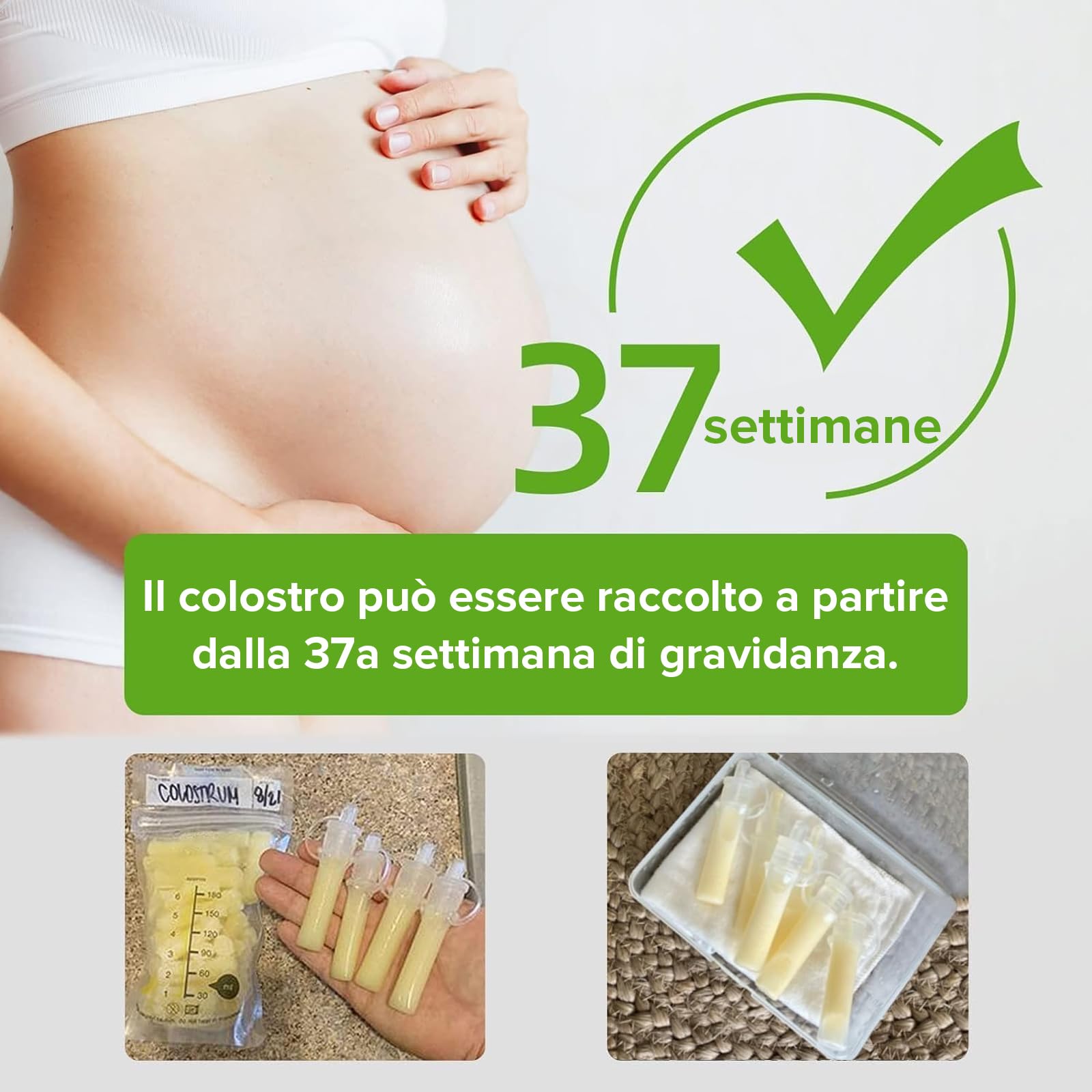 haakaa Kit di raccolta colostro in silicone, raccoglitore per latte materno con salvietta per la pulizia in cotone, etichette adesive e custodia, pronto all'uso, 4ml/6pcs