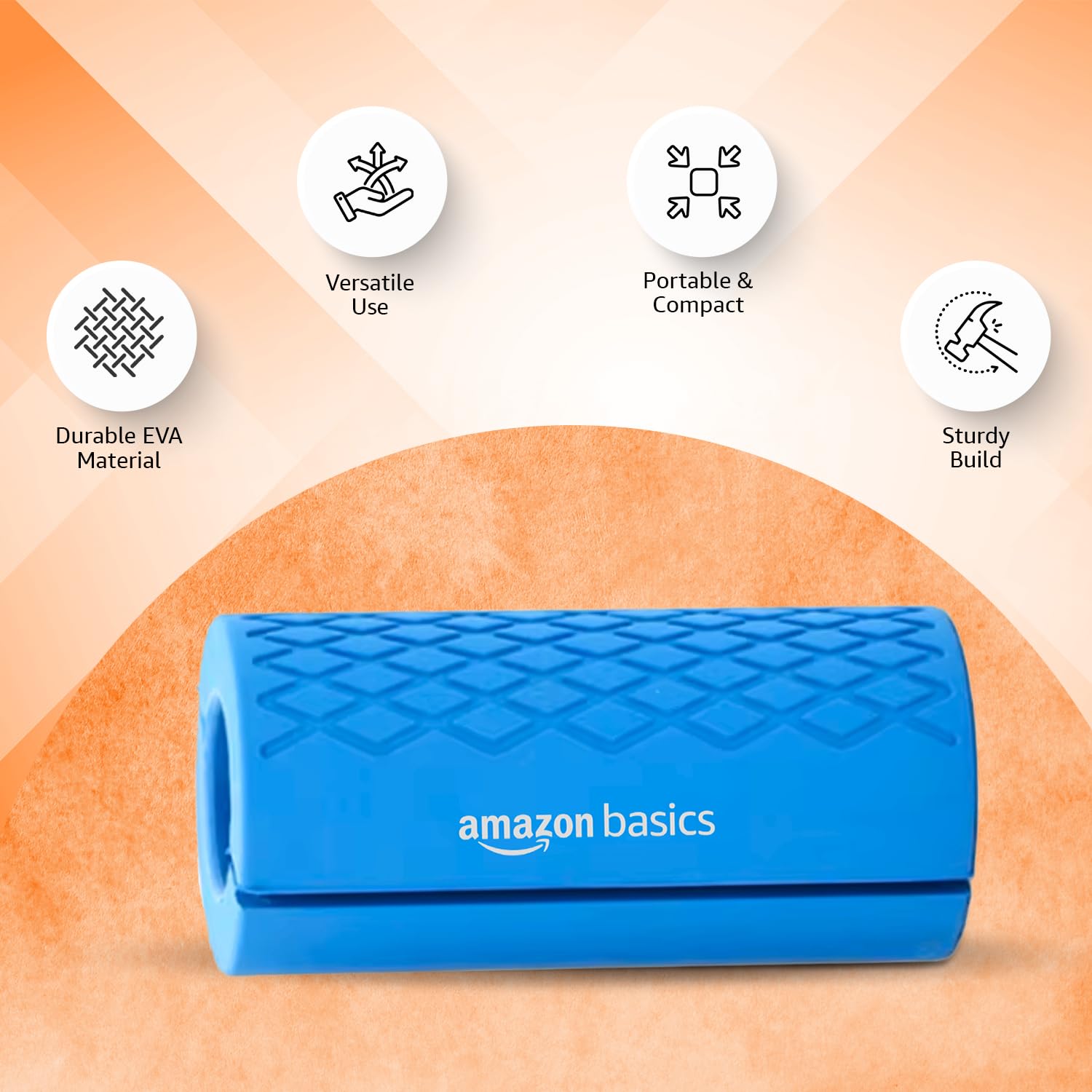 Amazon Basics Thick Dumbbell & Barbell Grips | Non-Slip Rubber Grips | Easily Attachable to Barbell, Dumbbell & Kettlebell | Large | Blue