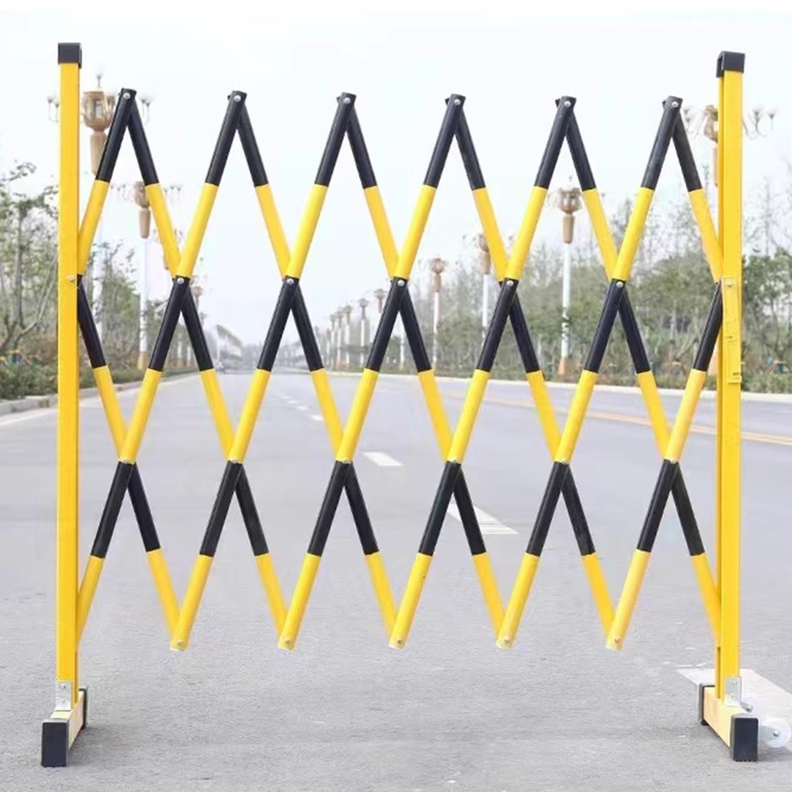 ASerZenith Expandable Mobile Barrier Traffic Fence, Industrial Expandable Metal Barricade Retractable Traffic Fence Adjustable Traffic Barricade Folding Security Gate,Noir-1.2X2.5M