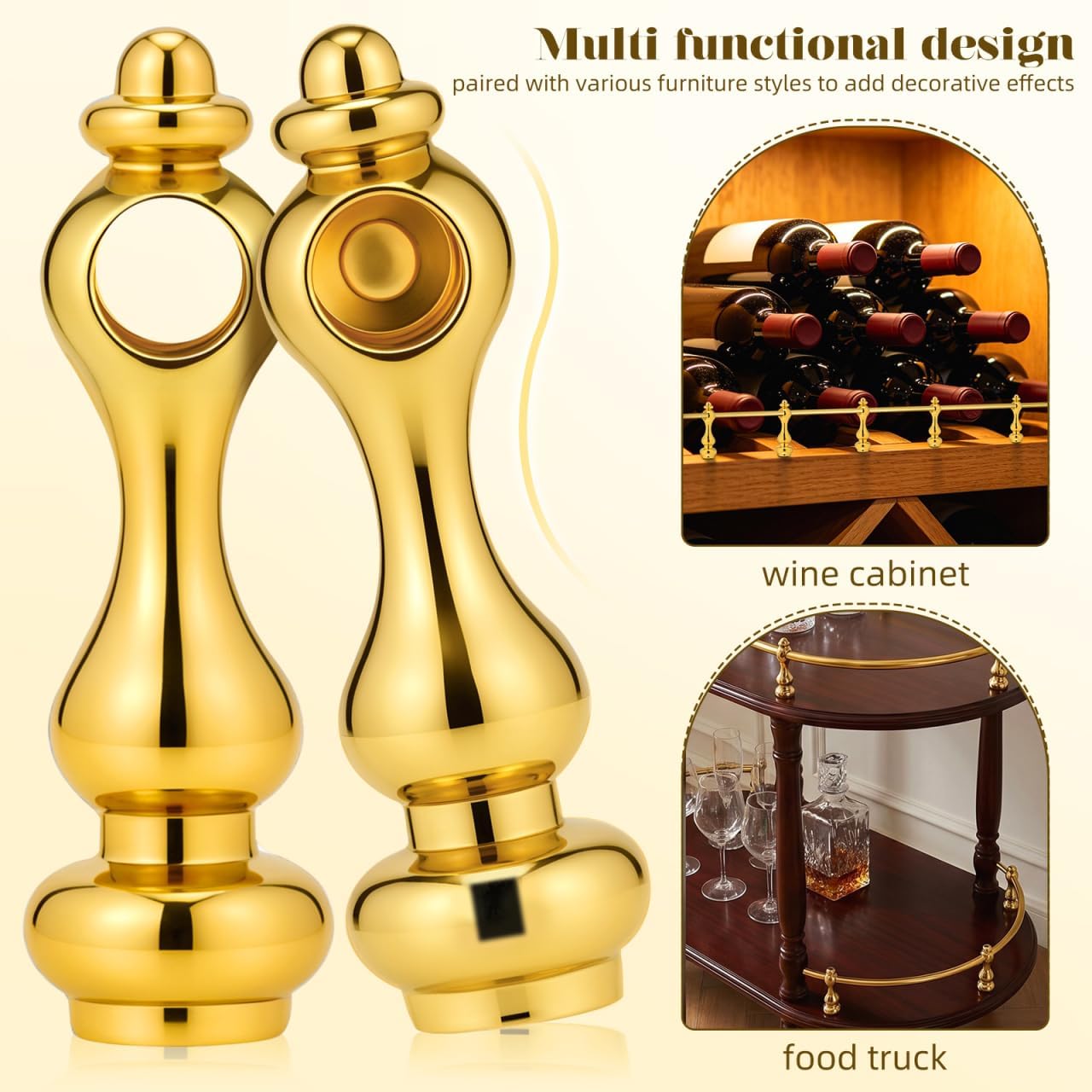 Toddmomy 10-Piece Decorative Metal Spindles Furniture Hardware Accessories Railing Connectors for Wine Cabinet Cart Home Diy Projects