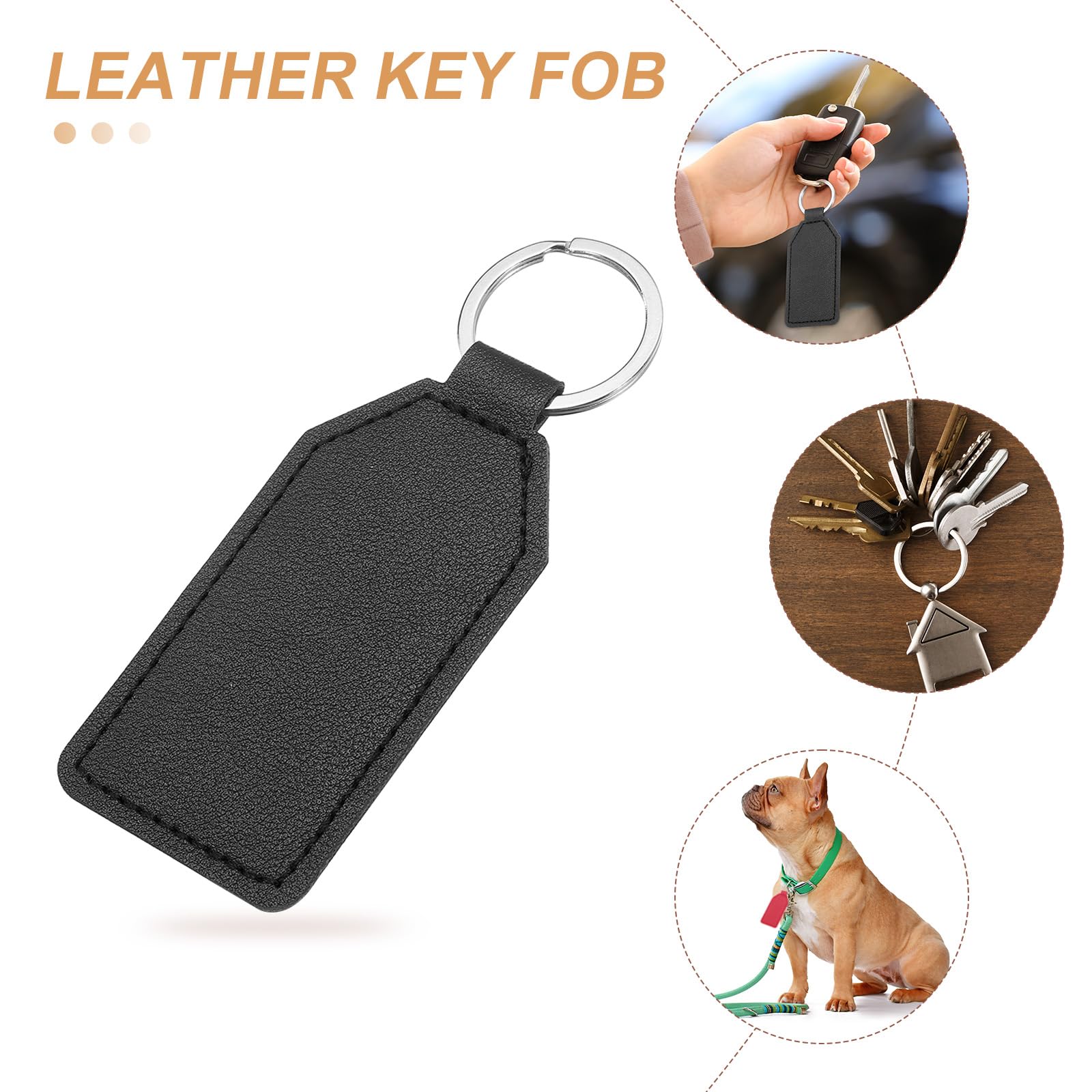 uxcell 2 Stück Leder-Schlüsselanhänger, PU-Auto-Schlüsselanhänger, Rohlinge, Schlüsselhalter für DIY, Lasergravur, Geburtstag, Vatertagsgeschenke, Schwarz, 46 mm