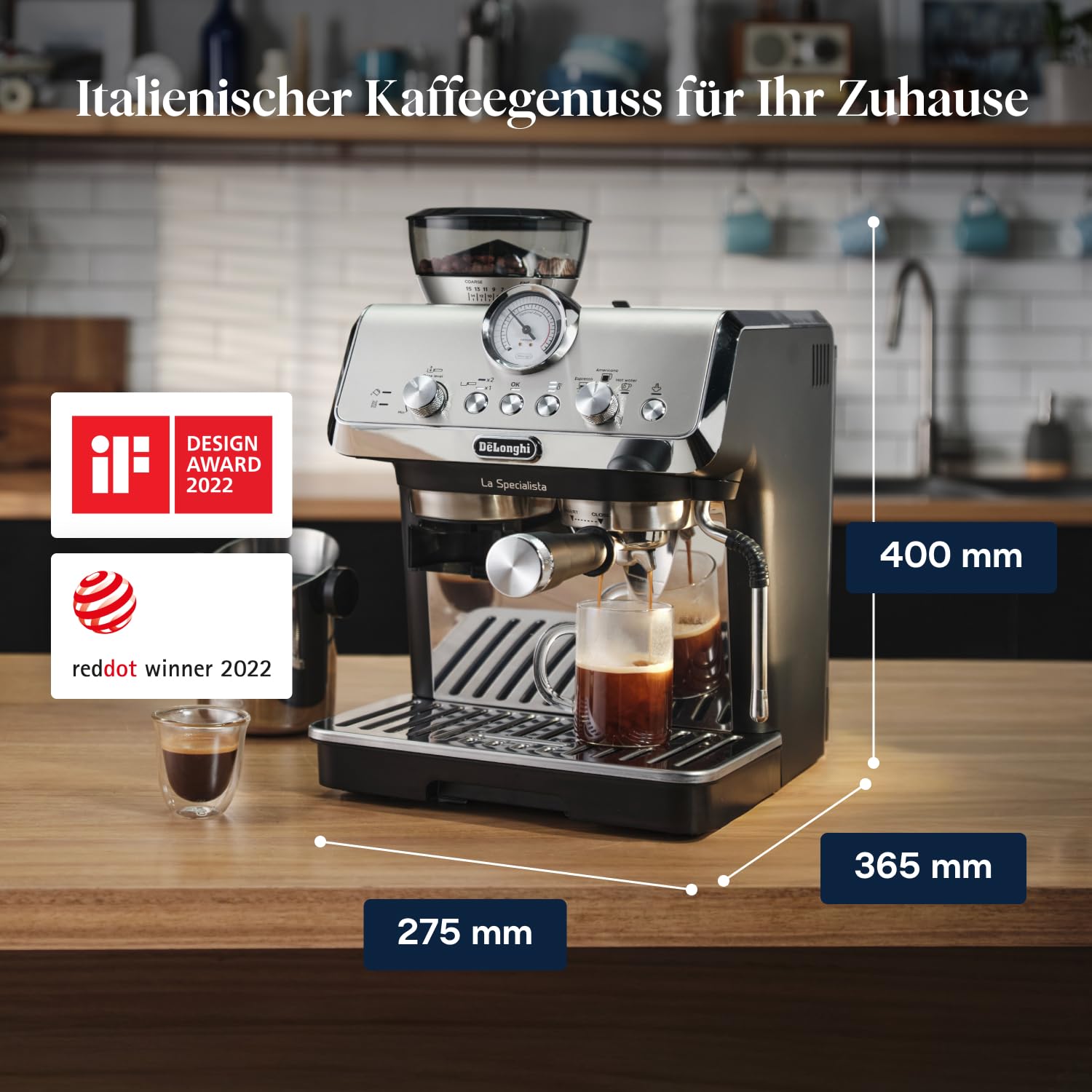 De'Longhi La Specialista Arte EC9155.MB Espressomaschine mit Mahlwerk 15 Bar 1550W Edelstahl/Schwarz inkl. Barista-Kit