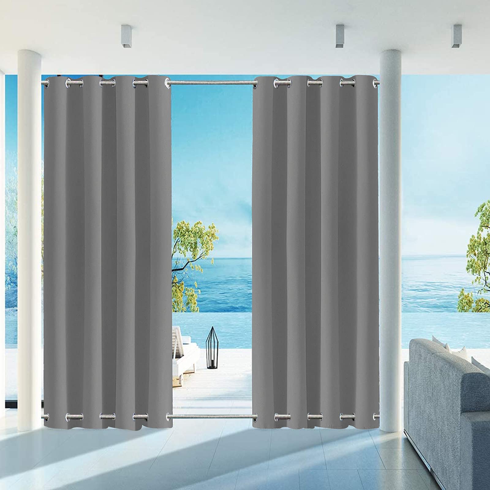 Tende antivento per esterni, con tendaggi resistenti all'acqua, per patio, gazebo da giardino (grigio chiaro, 150 x 250 cm)