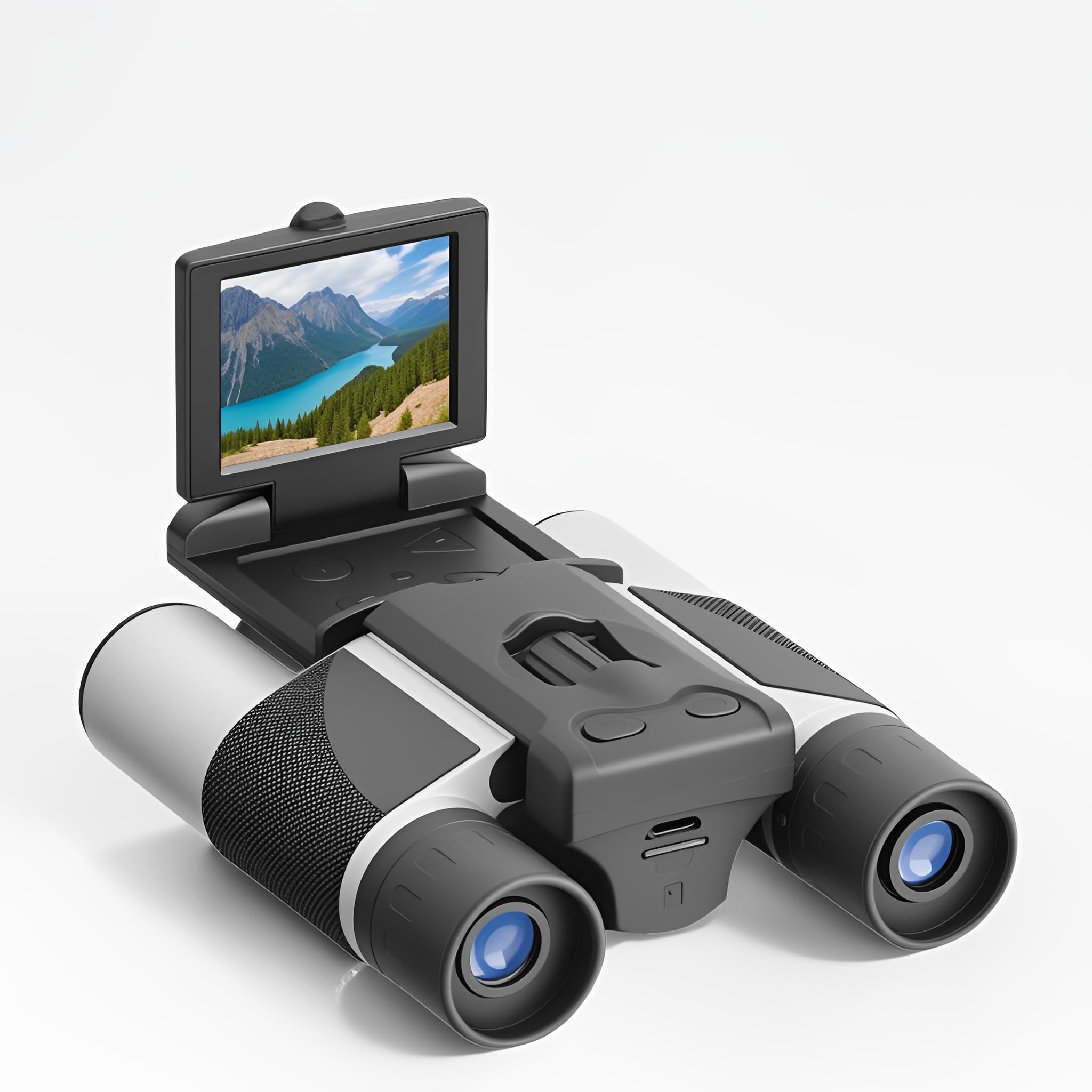 LICAEVEY Lornetka do Aparatu Cyfrowego 10x25-rejestrator 48MP 2,5 K HD z 2 "kolorowym Ekranem, 8-krotny Cyfrowy Zoom i USB-C do Obserwacji Ptaków, Obserwacji Przyrody (SILVER)