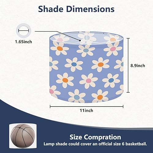 Miniatura 2 de Lamp Shades Set of 2 Floral 70s groovy daisy flowers Retro floral Style 60s 70s 80s Drum lampshades for Floor Lamps Table Lamps Pendant Light