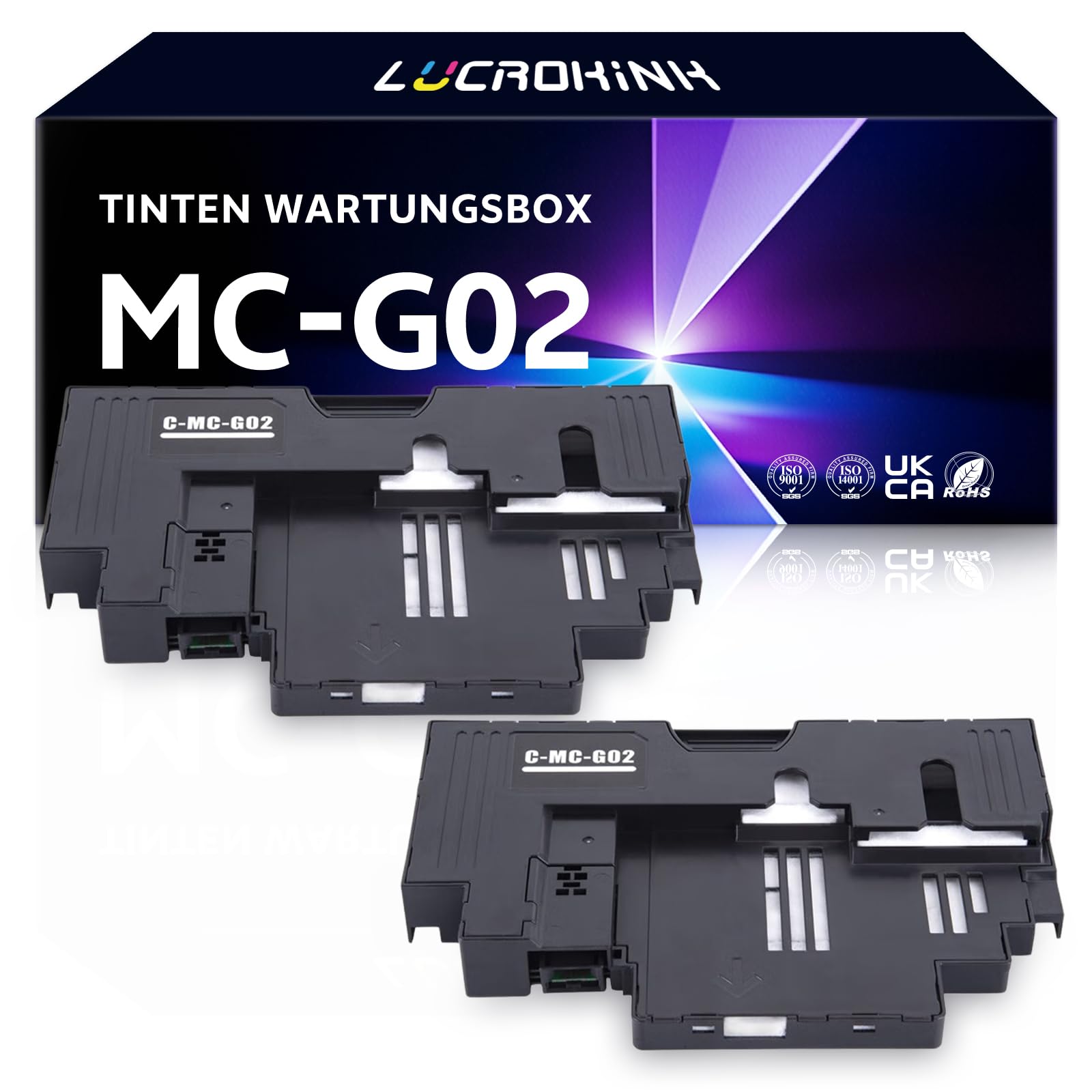 MC-G02 - Confezione di 2 inchiostri per Canon PIXMA G1220 G1420 G1520 G2160 G2260 G2420 G2460 G2520 G2560 G3160 G3520 G3560 G3420 G3420 3460 Stampante G3860 G540 G550 G640 G650 G695 (2 nero)