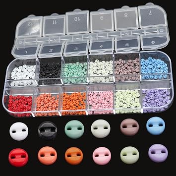 600pcs Tiny Resin Buttons 1/8" 3mm 2 Hole Mini Resin Round Button for MiniClothing Sewing Accessories DIY Hand Sewing AIDS 12 Colors Mixed