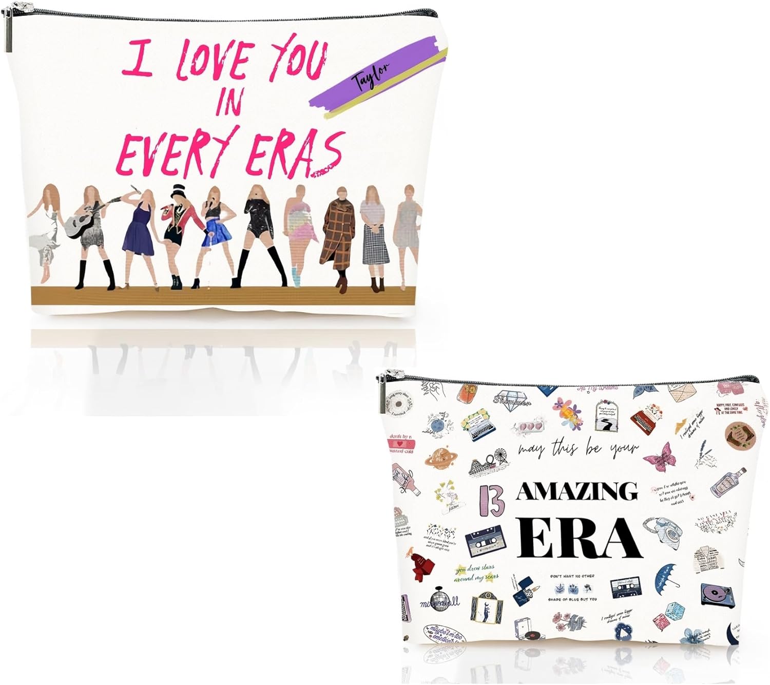 Singer fans Gifts Set with Makeup Bag Durable Cosmetic Bag, Musical Lyrics Fans Gift Makeup Zipper Pouch Bag For Women (2packs)