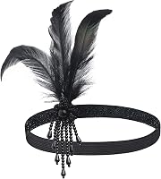 BABEYOND 1920-as Évek Fejpánt Női Gatsby Jelmez Kiegészítő Tollal Díszített Flapper Hajpánt 1