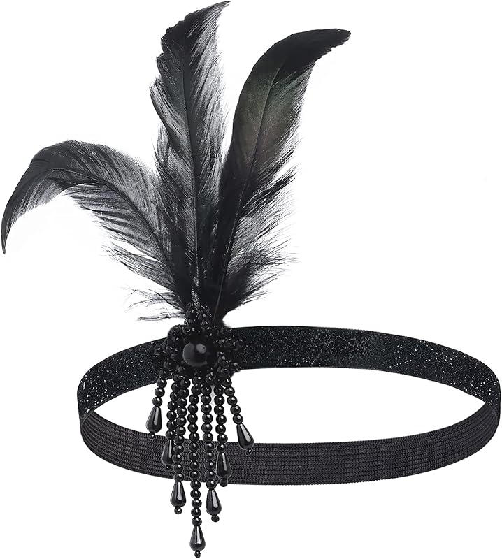 BABEYOND 1920-as Évek Fejpánt Női Gatsby Jelmez Kiegészítő Tollal Díszített Flapper Hajpánt