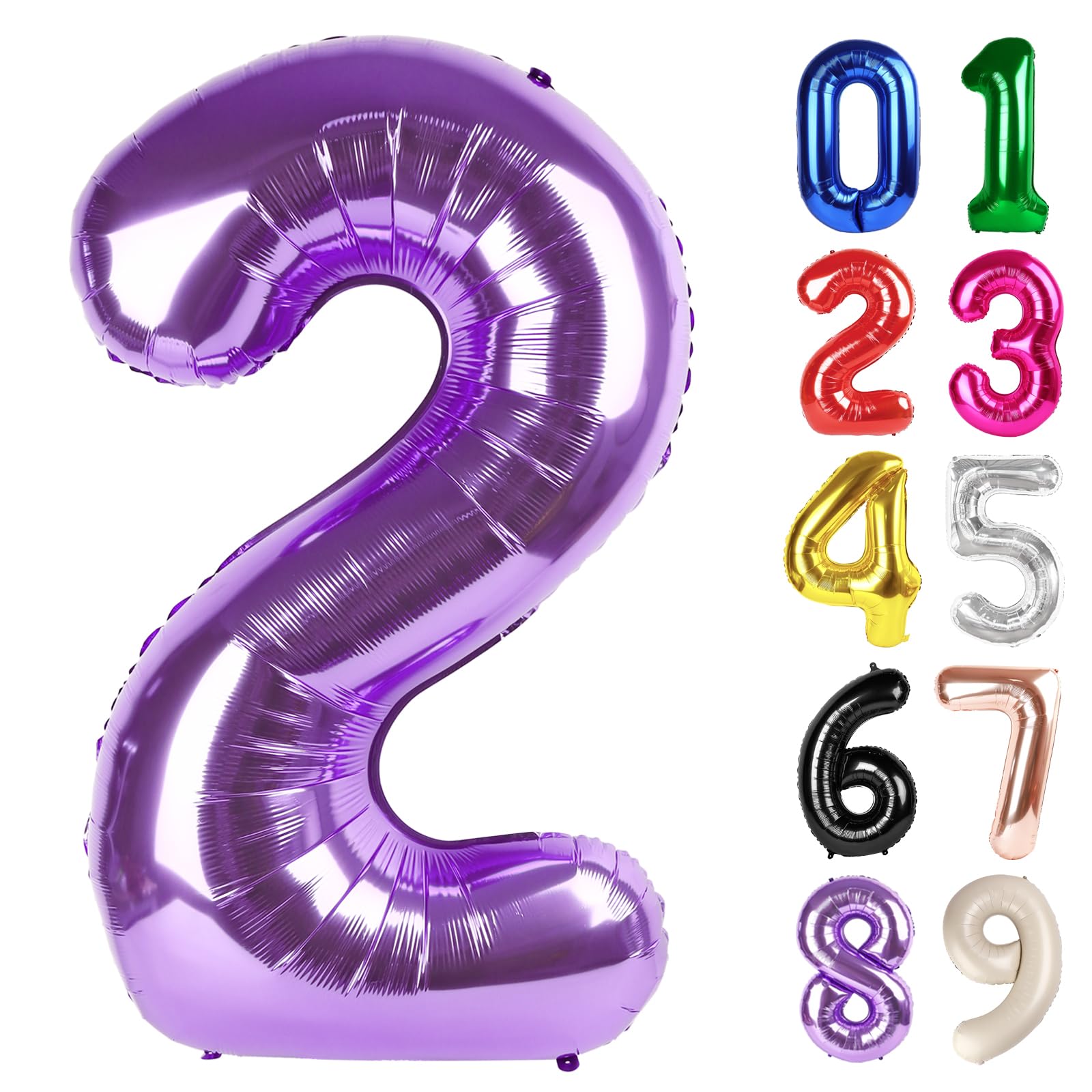 Photo 1 of 2 Balloon - Purple Birthday Number Balloons, 40 Inch Large Foil Balloons for Men Women Boys Girls Purple Themed Birthday Decorations