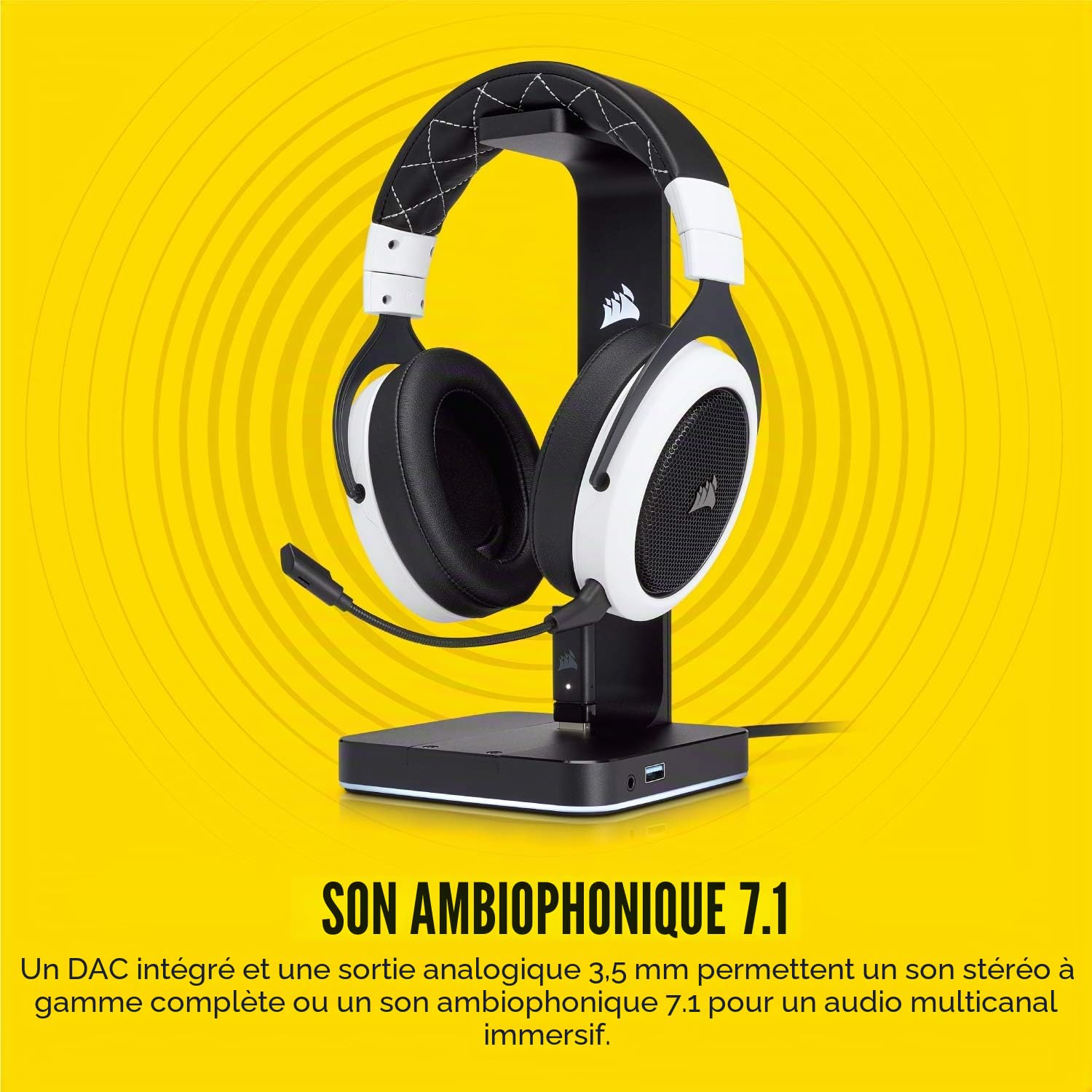 Corsair ST100 RGB Support pour casque avec son surround 7.1 3,5 mm et 2 ports USB 3.0
