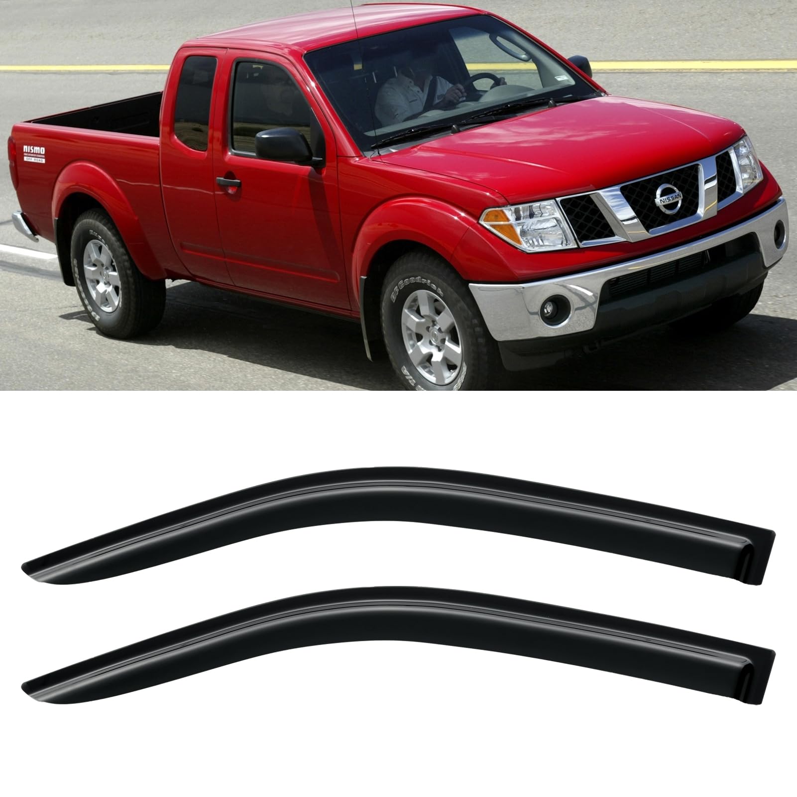 In-Channel Smoke Window Visors For 2005-2019 Nissan Frontier Extended Cab – 2-Piece