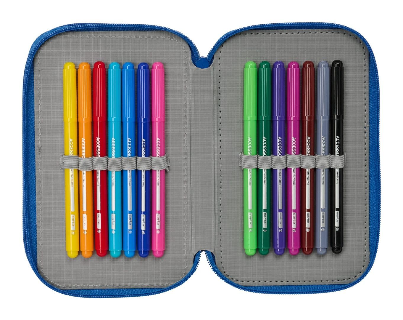 safta | Trousse Triple Miffy Bunny, 37 pièces, avec 3 Compartiments zippé, Comprend des feutres, 16 Crayons de Couleur, Une règle et Un rapporteur, Dimensions : 12,5 x 5,5 x 19,5 cm