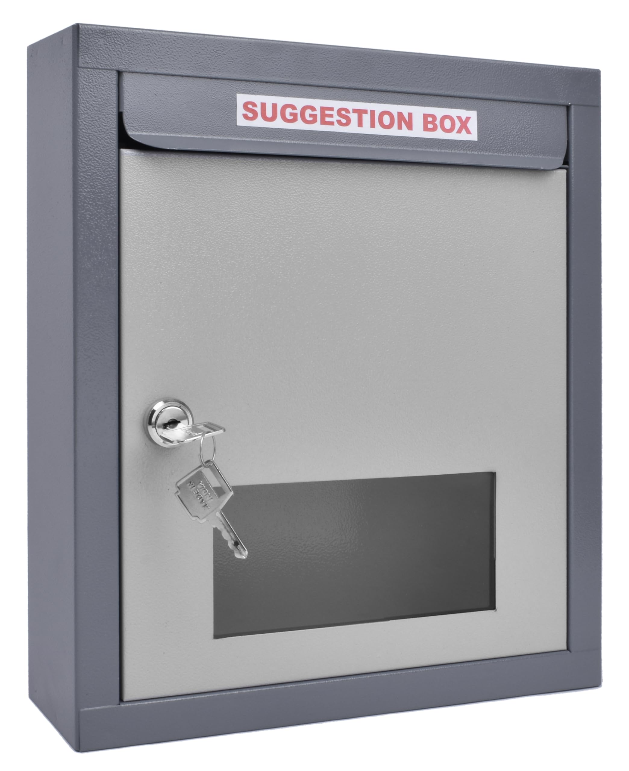 Plantex All in one Multipurpose use Box- Letter Box/Post Box for Gate Home and Office/Suggestion Box for Office use/Complaint/Donation Box with Lock Table Top or Wall Mount Pack of 1 - (Grey)