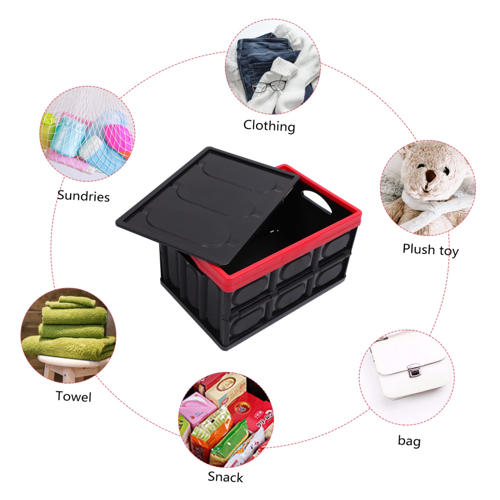 IMIKEYA Caja De Almacenamiento 30l Organizador Coche Plegable Estuche Plástico Resistente Duradero Práctico