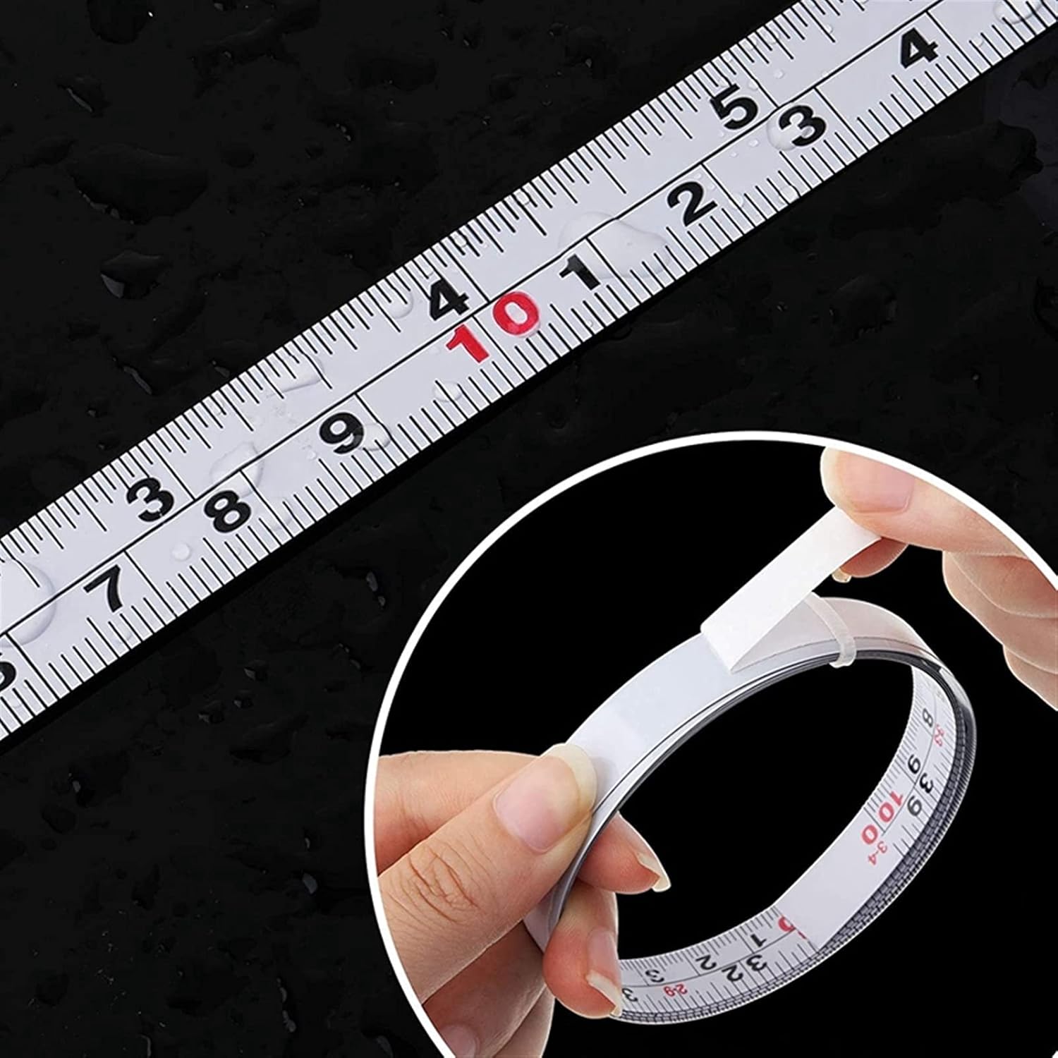 Reusable Tape Measure That is Not Easy to Break 4 Pieces Self-Adhesive Measuring Tape,Steel Ruler Tape Label,Metal Sticky Ruler Left or Right Read for Measuring,40 Inch (Color : White)