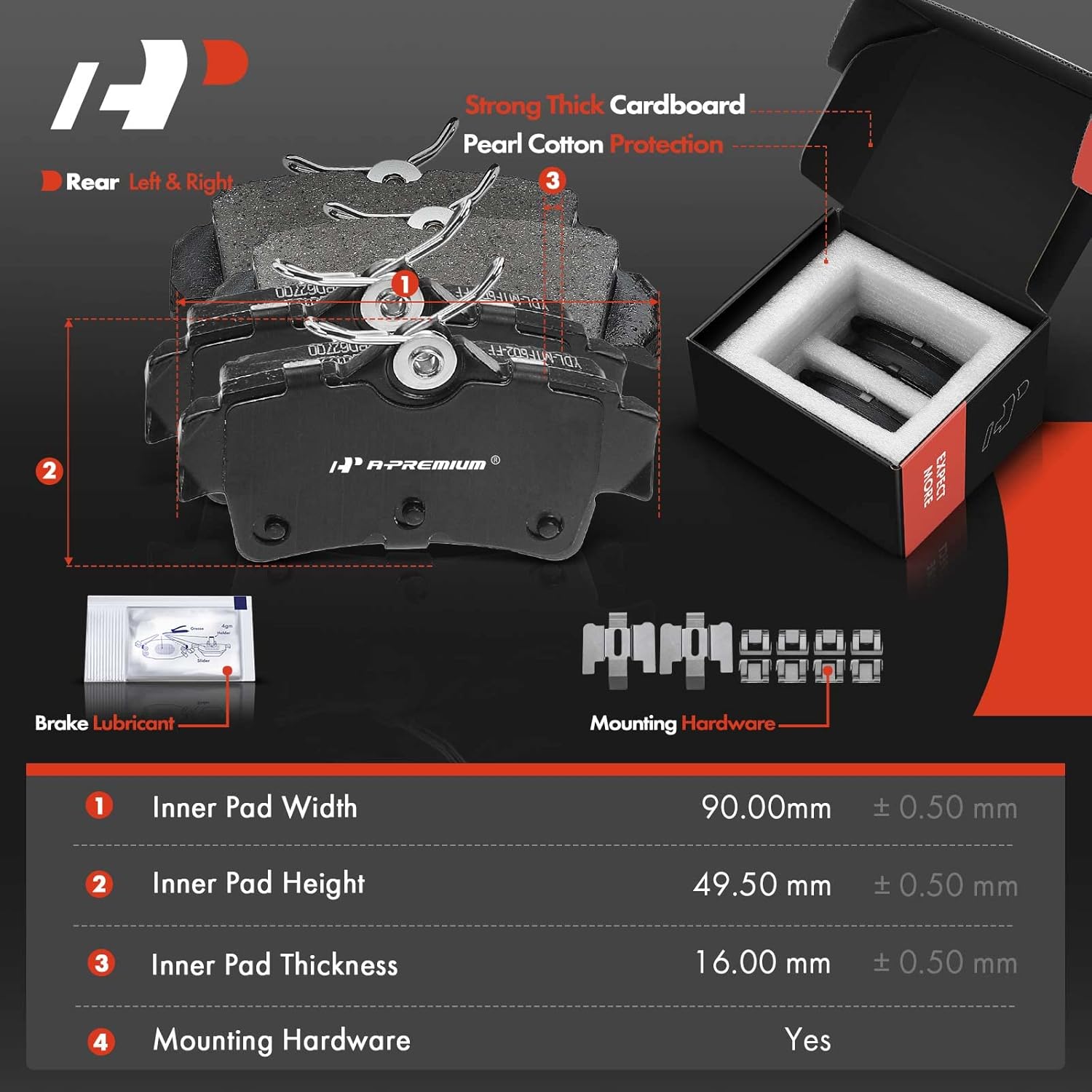 A-Premium Rear Disc Brake Rotors and Ceramic Pads Kit with Calipers Compatible with Ford Mustang 1999-2004 3.8L 3.9L 4.6L Replace# F4ZZ2C026A, 1R3Z-2552A-B 8-PC Set