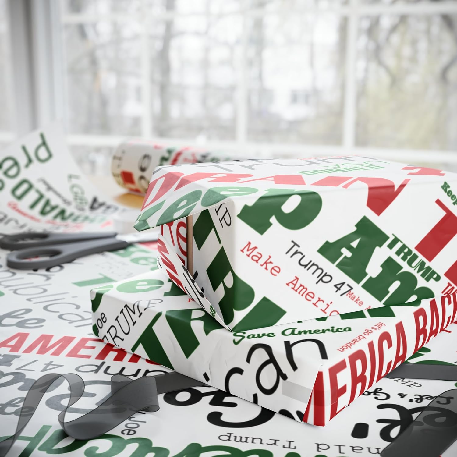 Pro Trump Gift Wrap for Gifts Christmas - Let's Go Brandon Gift Wrap - Maga Save America Trump Theme Gift Wrap Trump Vote 2024 (30" x 36")