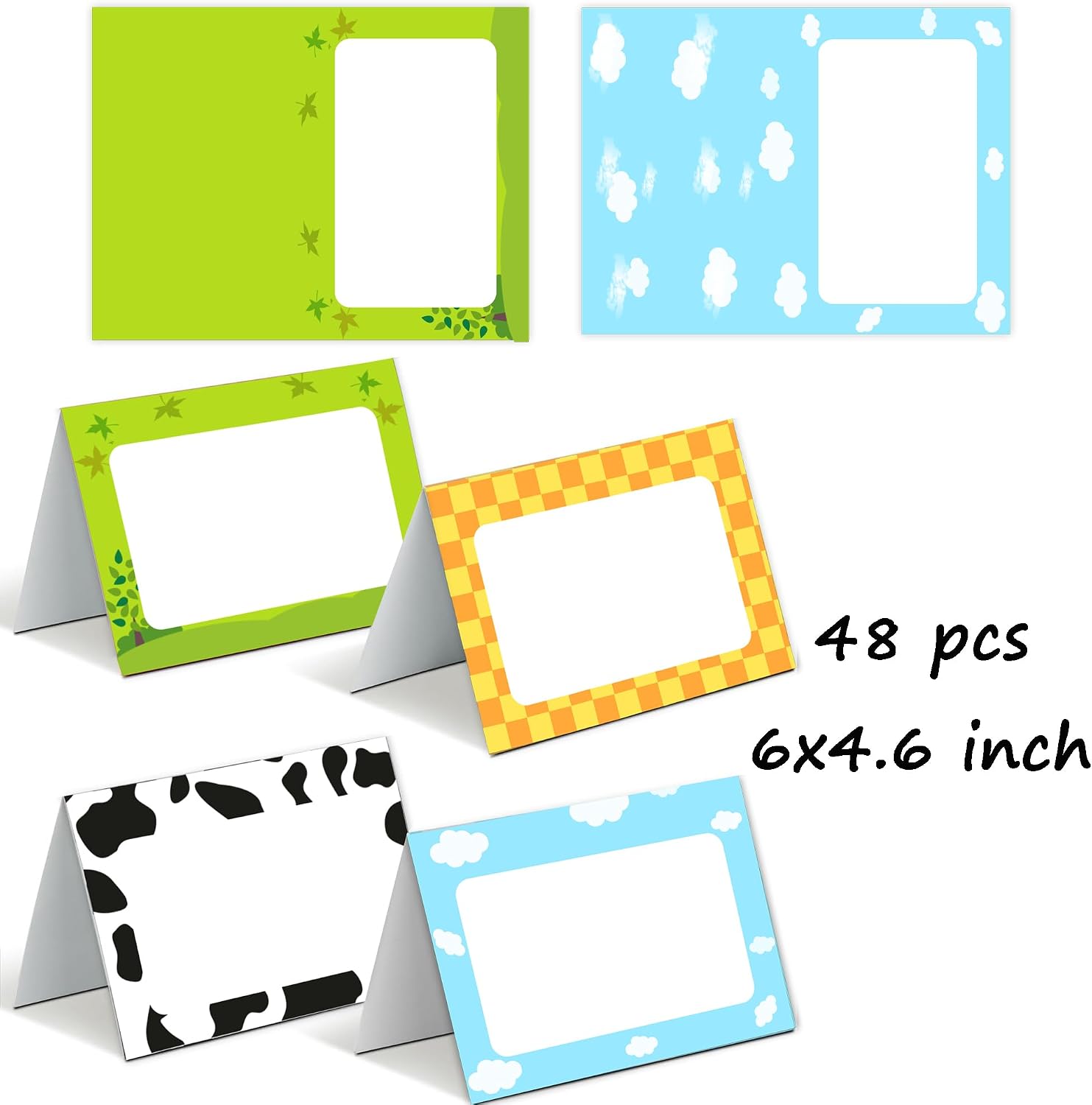 Cartoon Story Place Cards, 48 Pcs Blank Name Card
