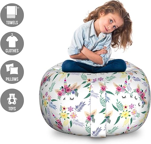 Miniatura 104 de Lunarable Silla de almacenamiento para adolescentes, coloridos patines de estilo retro, para actividades juveniles, para niñas y niños, divertido