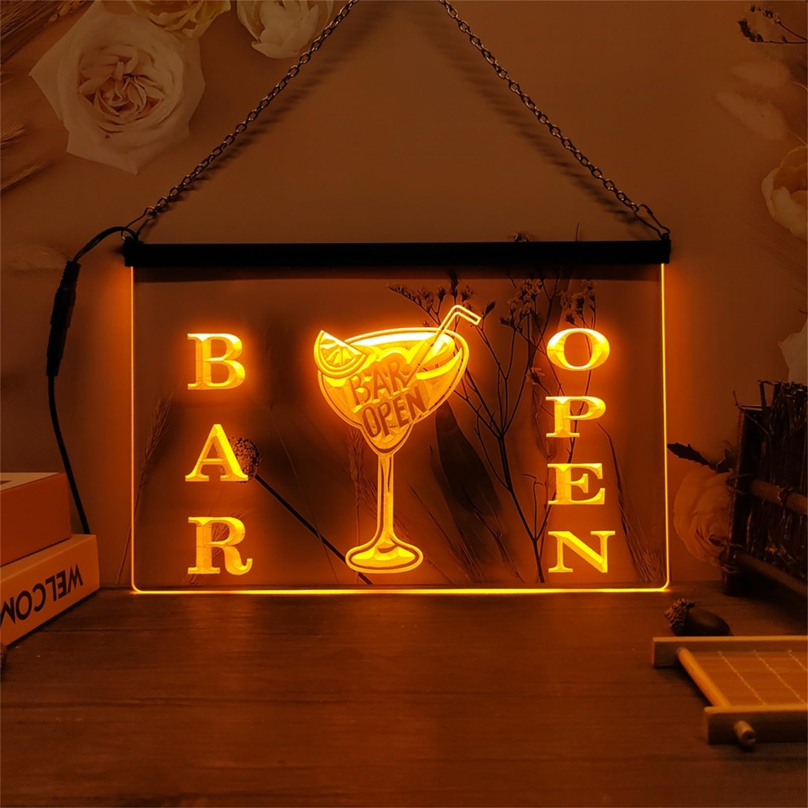 Amazon.co.jp: Bar Open LED ネオンライト、バーカクテルパーティー