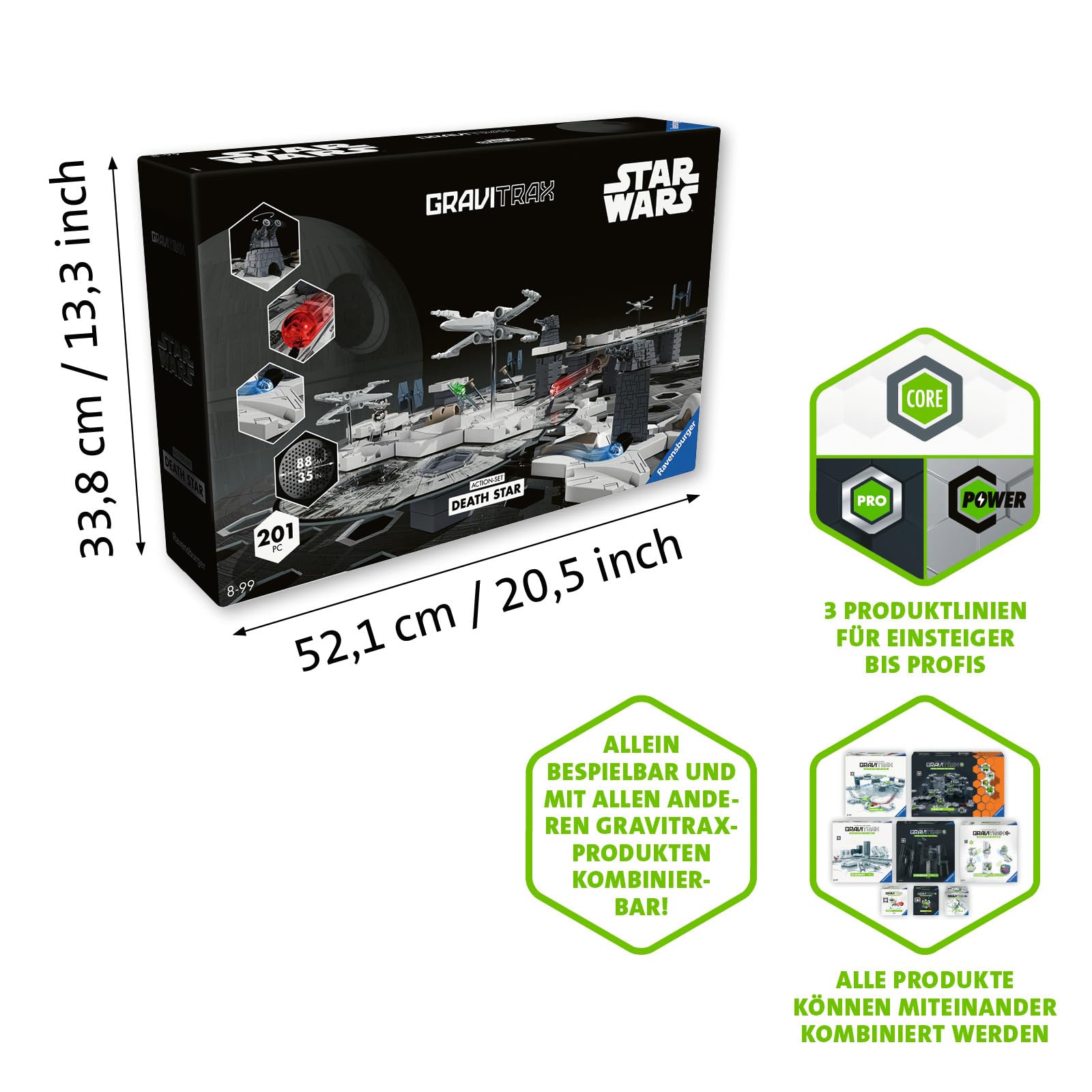 Ravensburger GraviTrax Star Wars Action-Set Deathstar 23860 - GraviTrax Starterset für Deine Kugelbahn - Murmelbahn und Konstruktionsspielzeug ab 8 Jahren, GraviTrax Zubehör alleine bespielbar