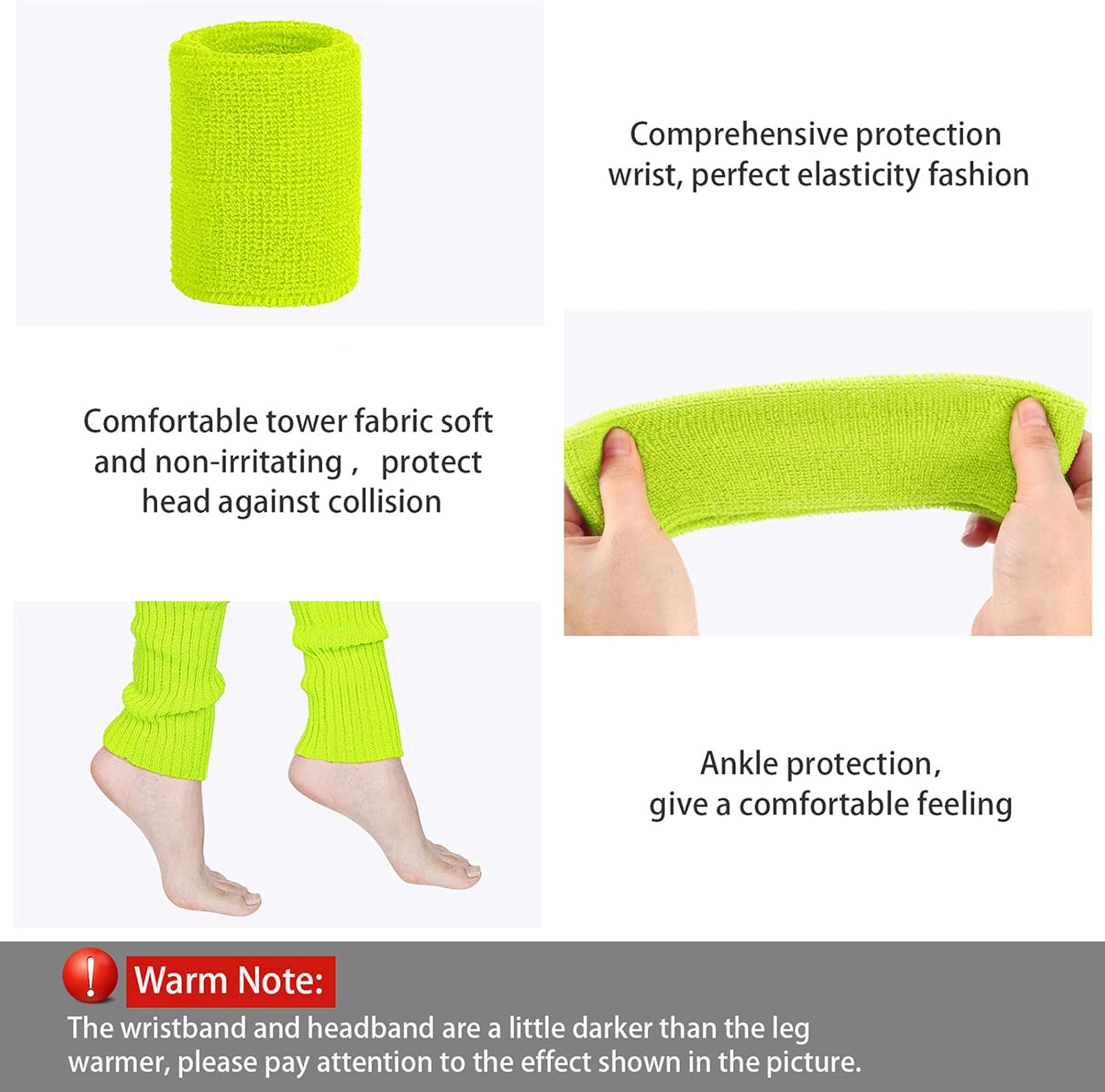 SATINIOR 80s Leg Warmer Workout Set Women 90s Costume Headband Wristbands Knit Outfit Yoga Sport Running - Image 7