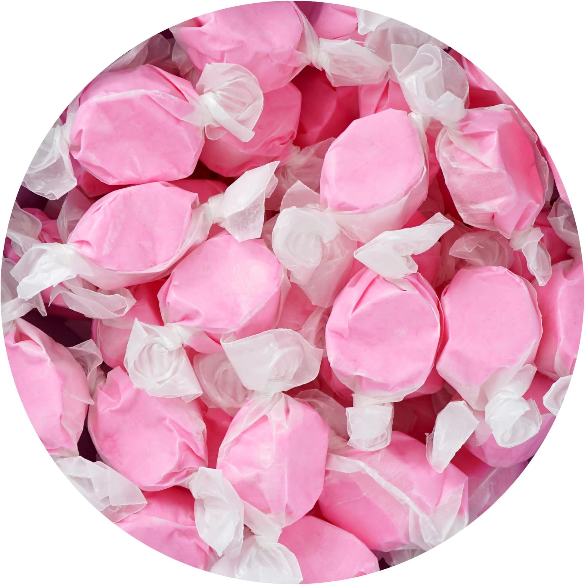 Strawberry Salt Water Taffy, 1 Pound Bulk Bag, Pink Taffy, Individually Wrapped Pink Candy