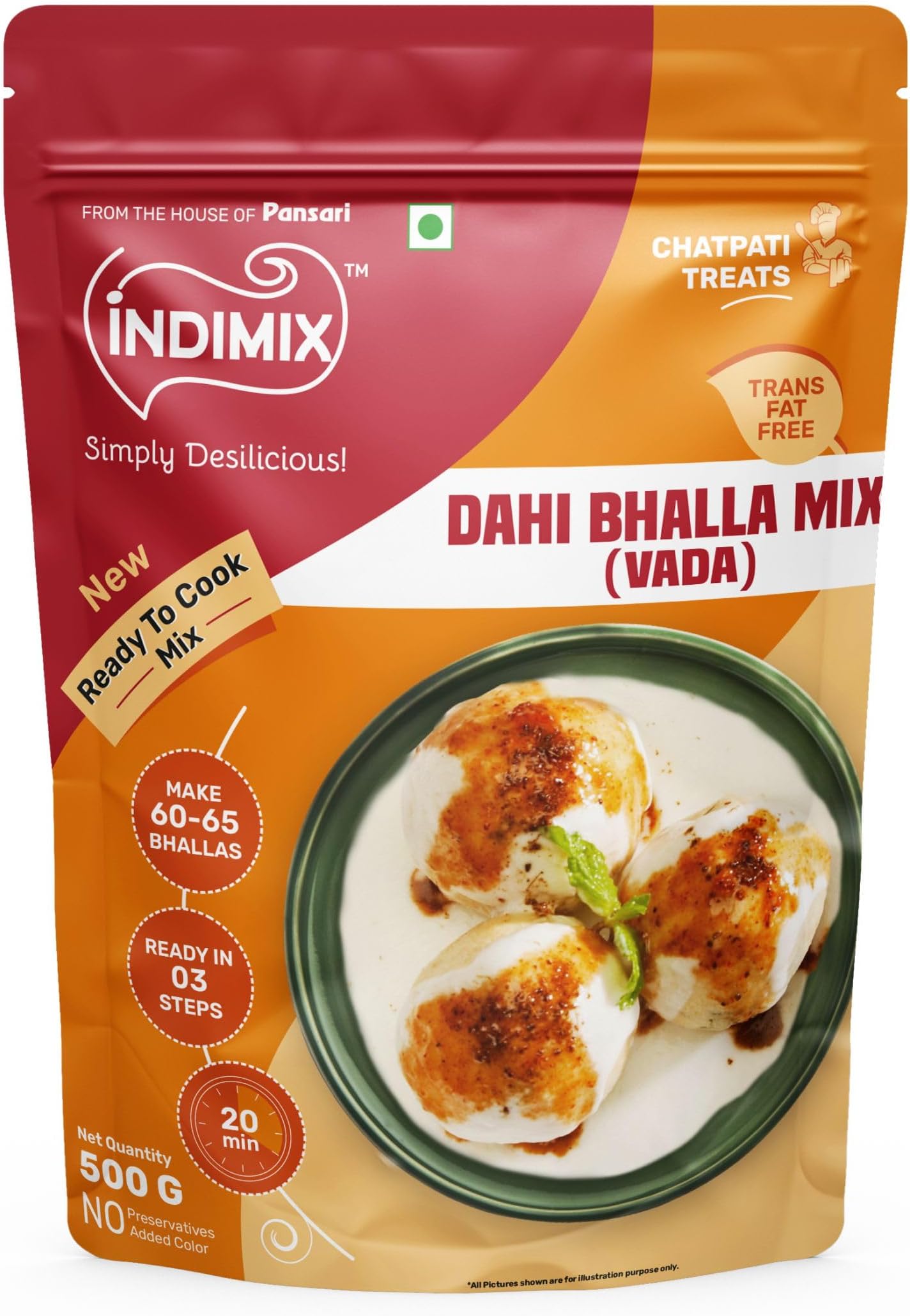 INDIMIX Ready to cook Dahi Bhalla Mix 500g