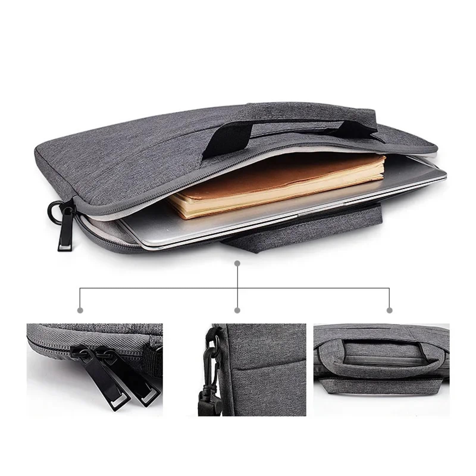 Maletin Portatil Funda for portátil de 15,6 Pulgadas, Funda Impermeable, Bolso for portátil, Bolso de Mano, maletín Portafolios Mujer(Dark Grey,15.6inch)